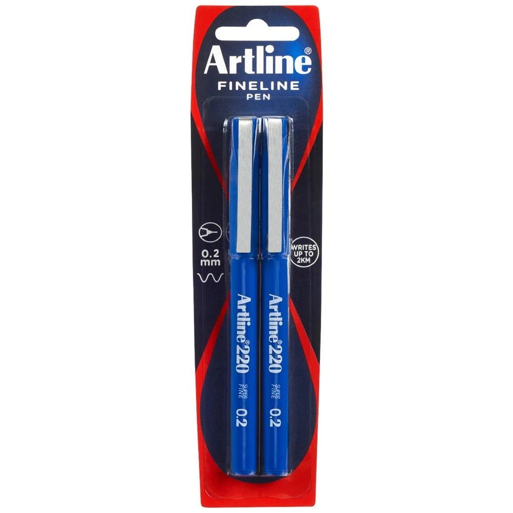 1 Artline 220 Fineliner 0.2mm Blue 2 Pack, 1 of 2