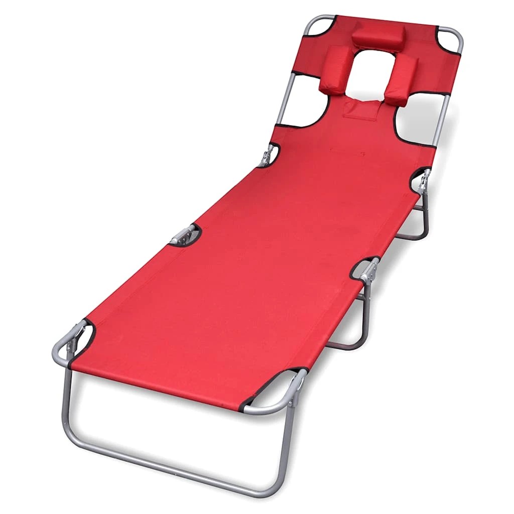 1 vidaXL Sun Lounger Foldable - Red, 1 of 7