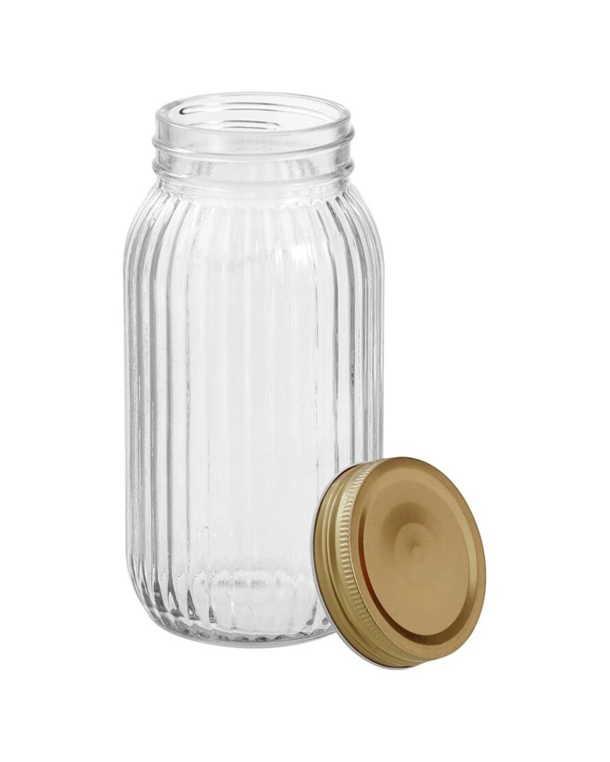 2 Lemon & Lime 4pc Roma Ribbed Conserve Jar 800ml With Airtight Lid - Clear, 2 of 8