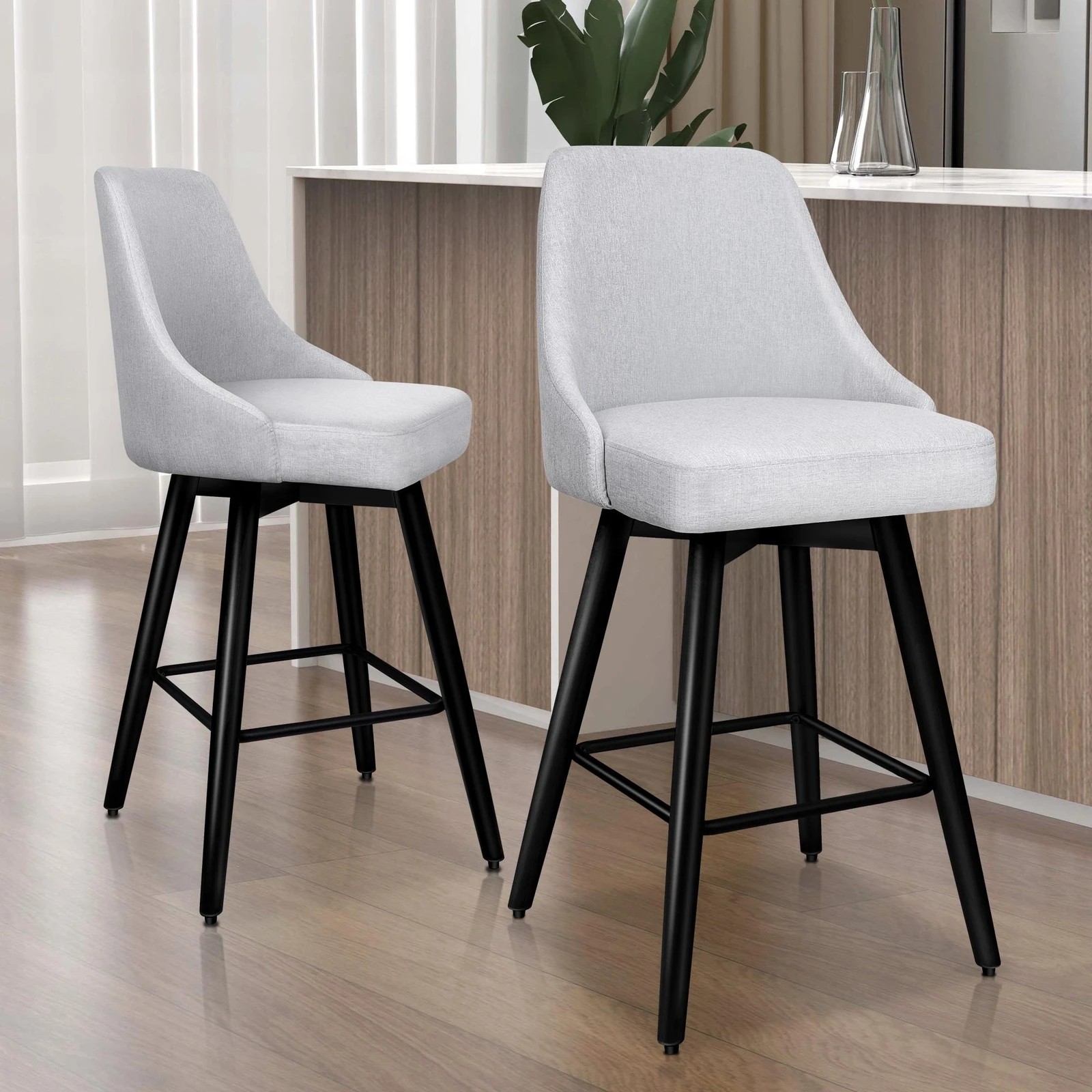 10 Alfordson 2x Swivel Bar Stools Kitchen Dining Chair Cafe Metal - Grey, 10 of 10