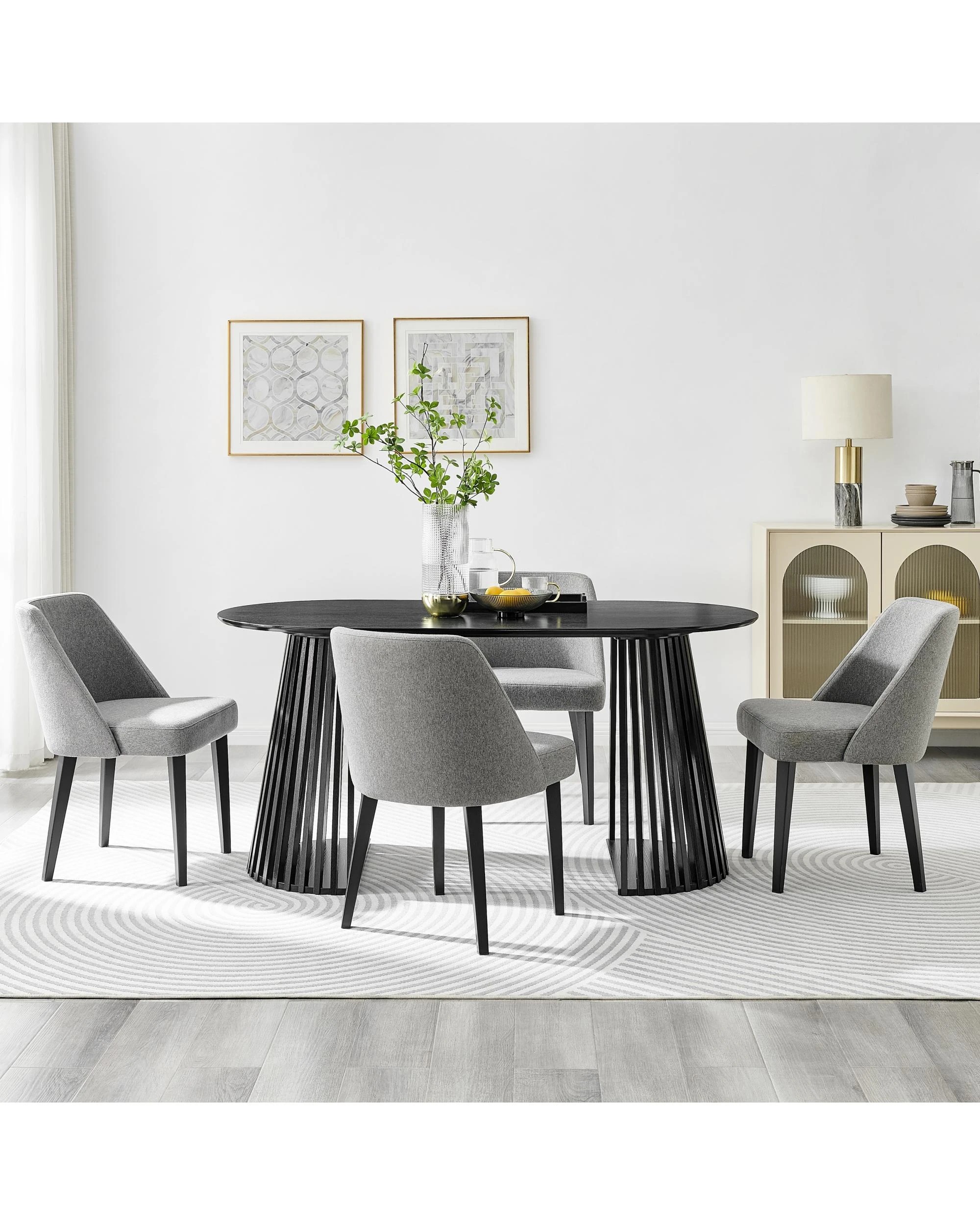 2 Kodu Oval Rounded Dining Table 160cm Black, 2 of 7