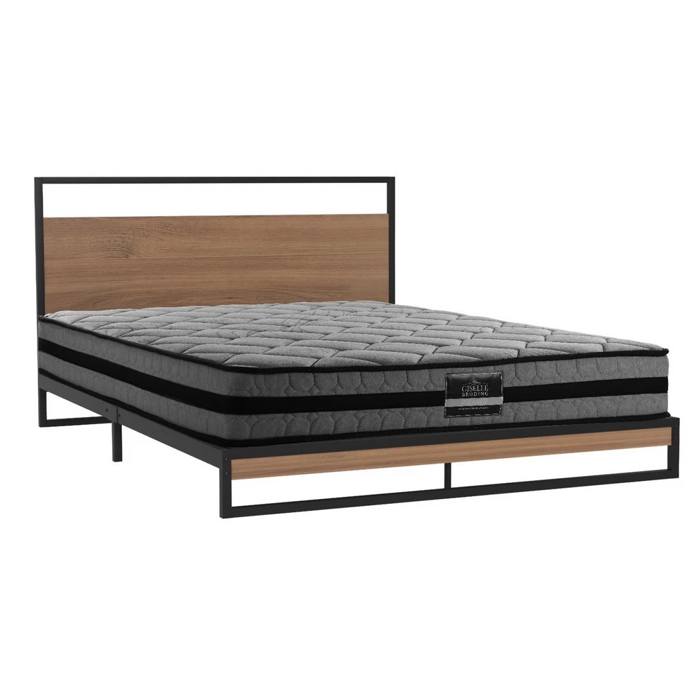 1 Artiss Bed Frame Queen Size Metal Frame DANE with Mattress - Multi, 1 of 7