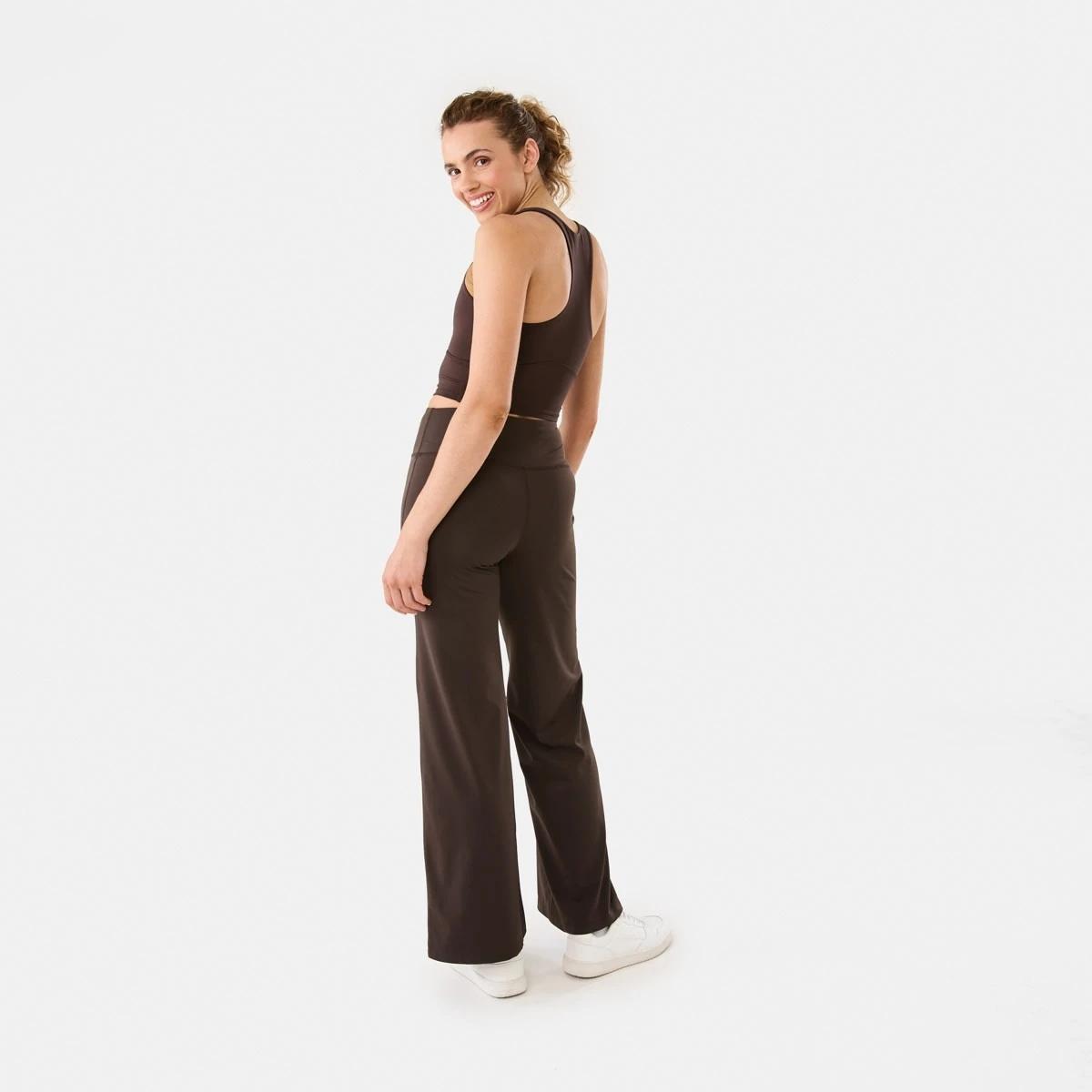 4 Active Womens Wide Leg Leggings TUSCAN BROWN, 4 of 5