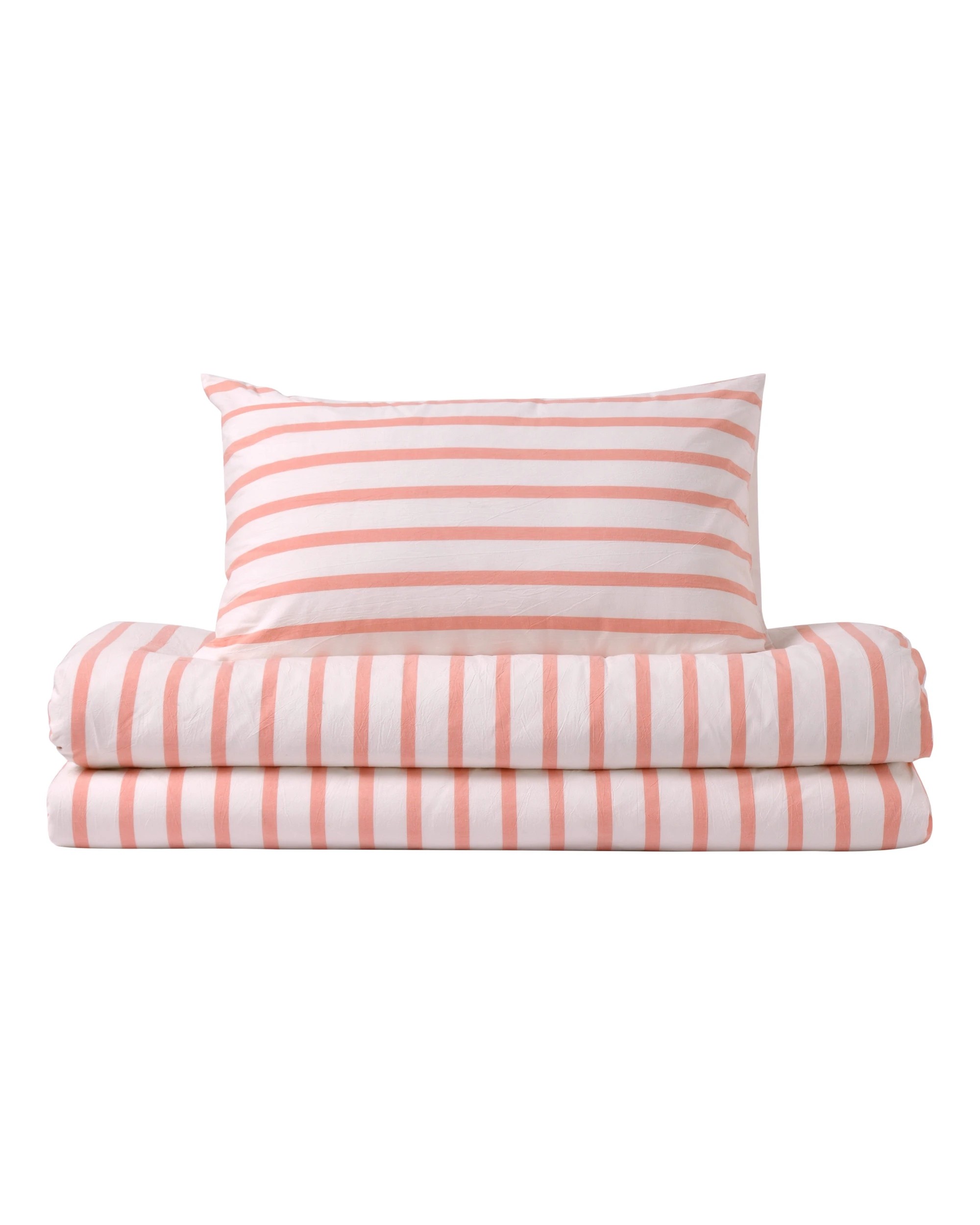 6 Dreamaker Bask Yarn Dyed Washed Cotton Striped Quilt Cover Set - King Single Bed - Coral, 6 of 7