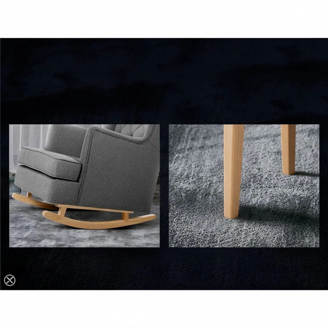 4 Artiss Rocking Chair Armchair Linen Fabric  Gaia - Grey, 4 of 4