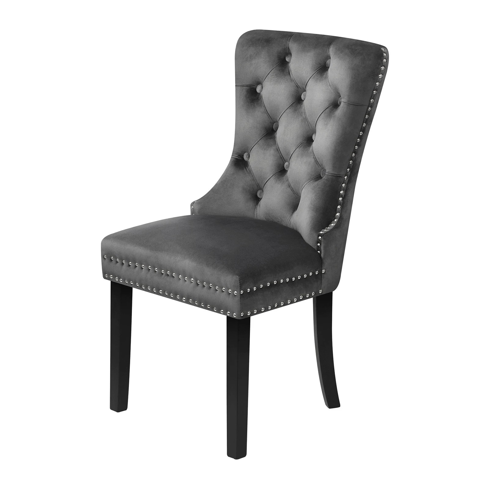 6 Oikiture 4x Velvet Dining Chairs Upholstered French Provincial Tufted - Grey, 6 of 8