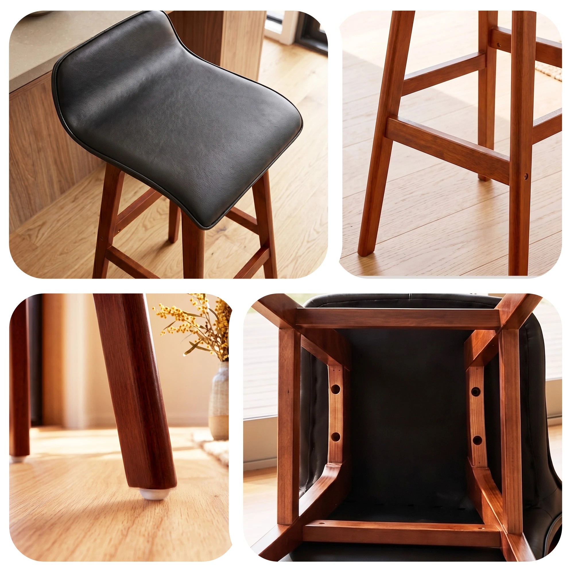 6 Artiss 3Pcs Bar Table and Stools Set Dining Desk Kitchen Chairs Cafe Pub Wood - Multi, 6 of 7