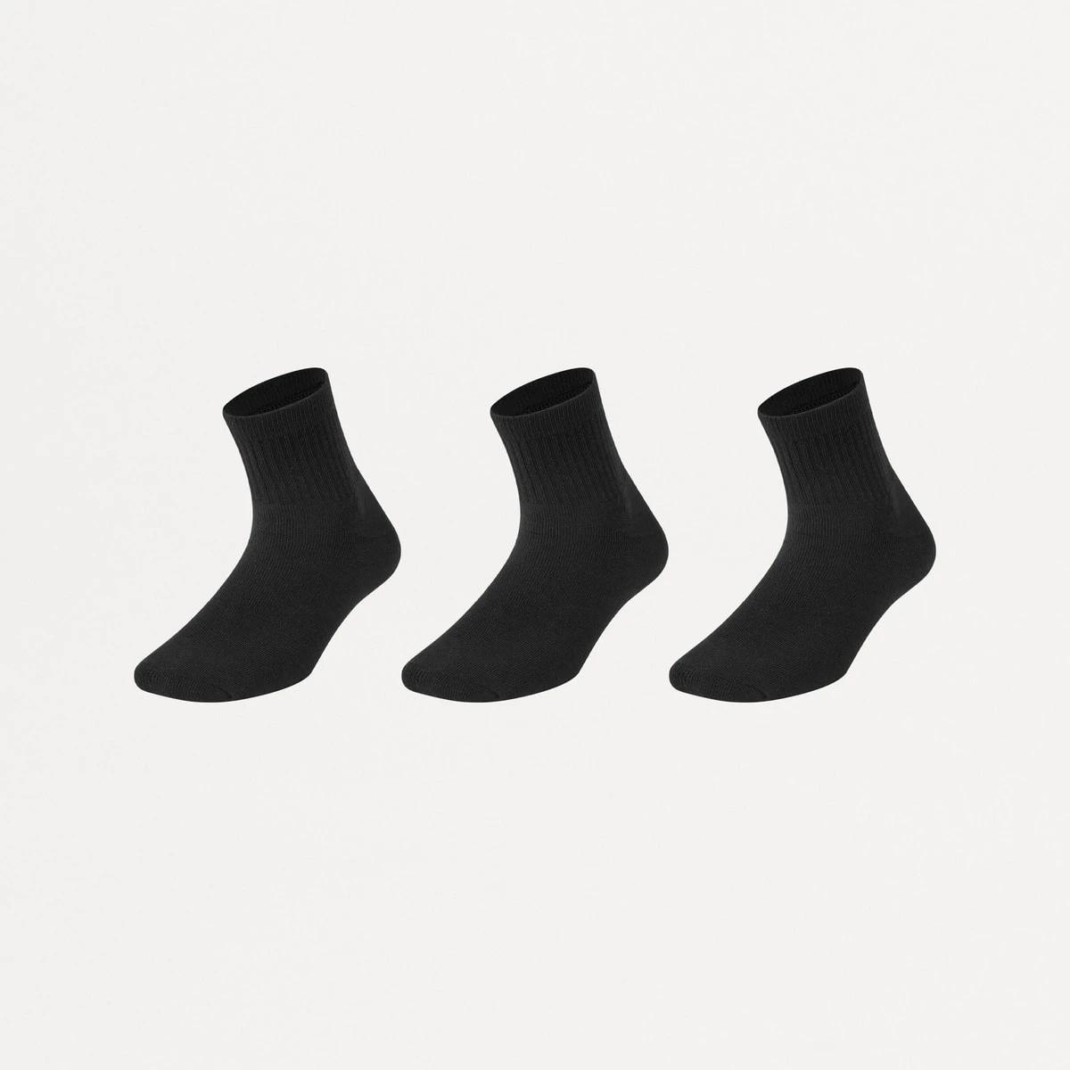 1 3 Pack Active Mens Quarter Crew Sports Socks BLACK, 1 of 3