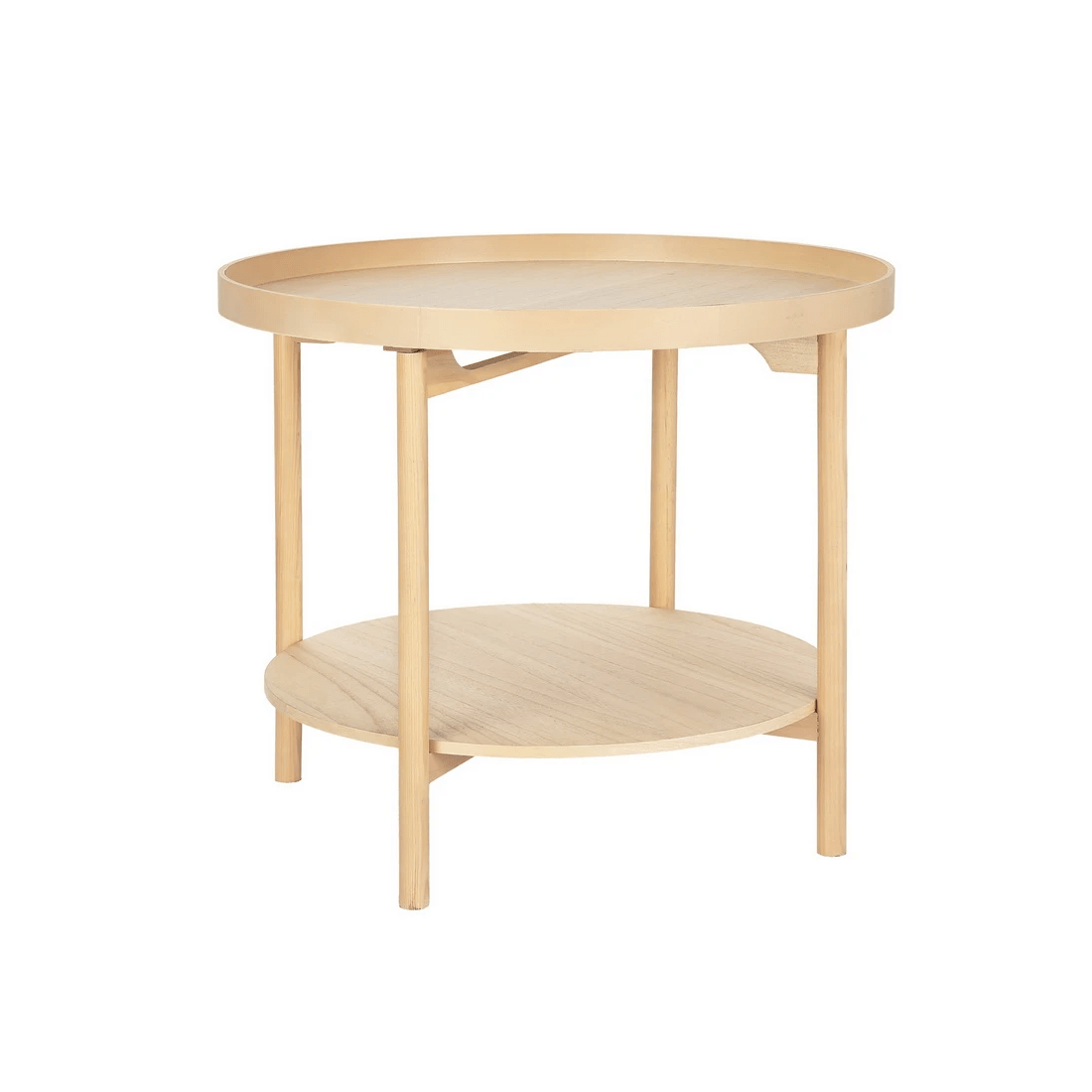 1 Artiss Coffee Table Side Table Round 70CM - Natural, 1 of 6