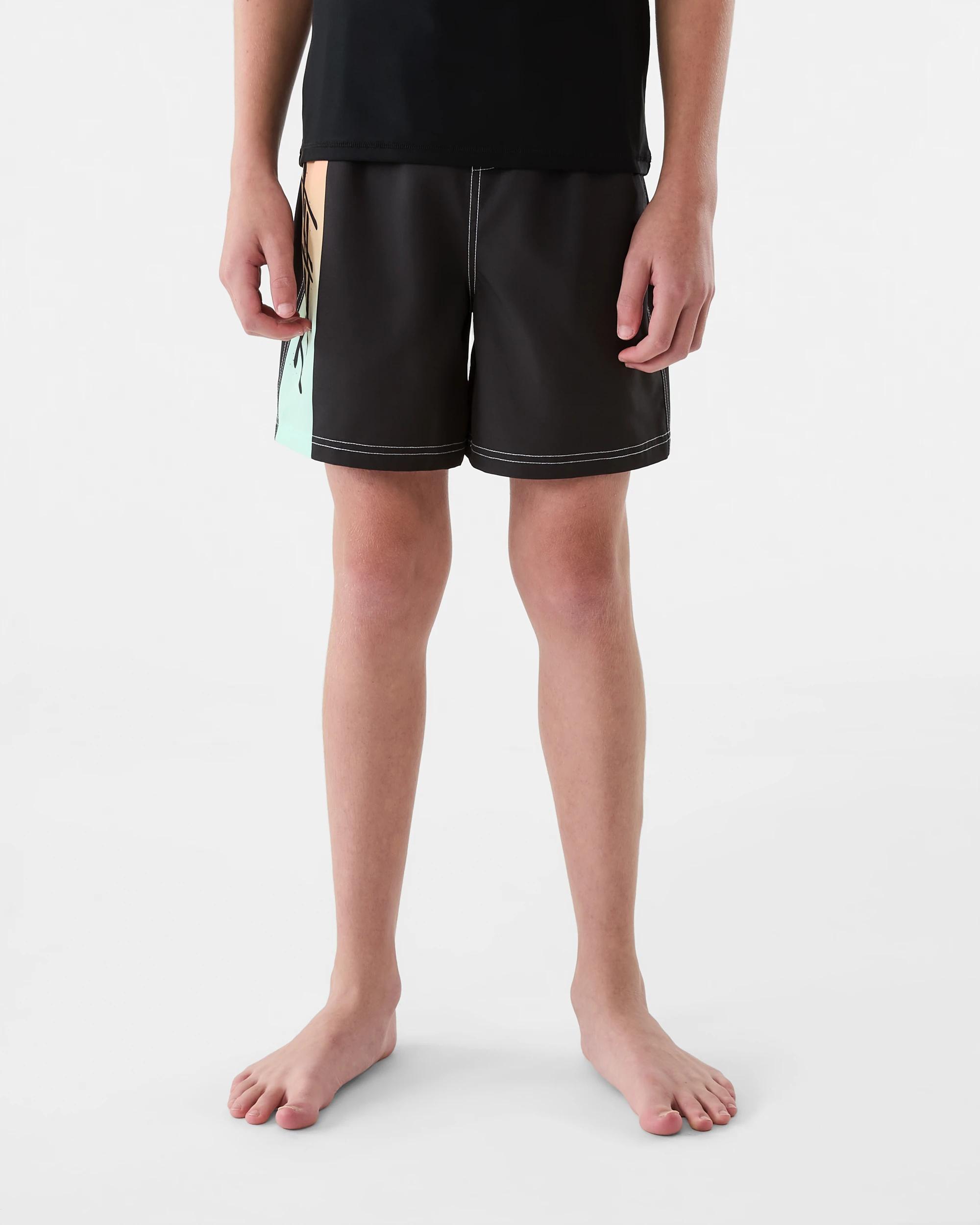 1 Longline Printed Swim Shorts Blk Ombre, 1 of 6