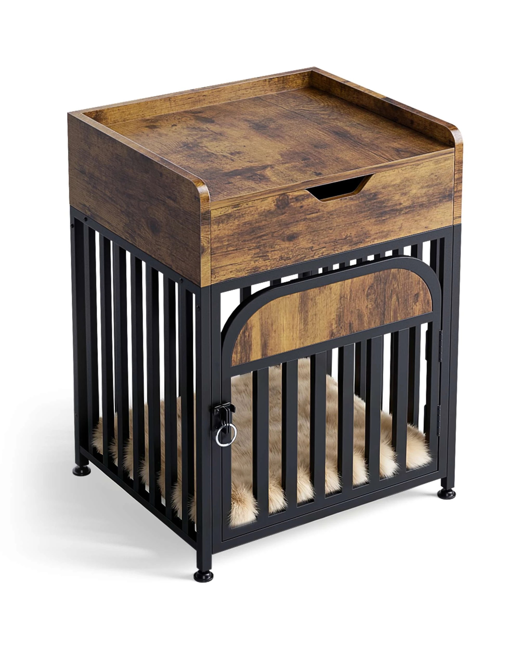 6 Advwin Wooden Wire Dog Kennel Side End Table Steel Puppy Crate, 6 of 8