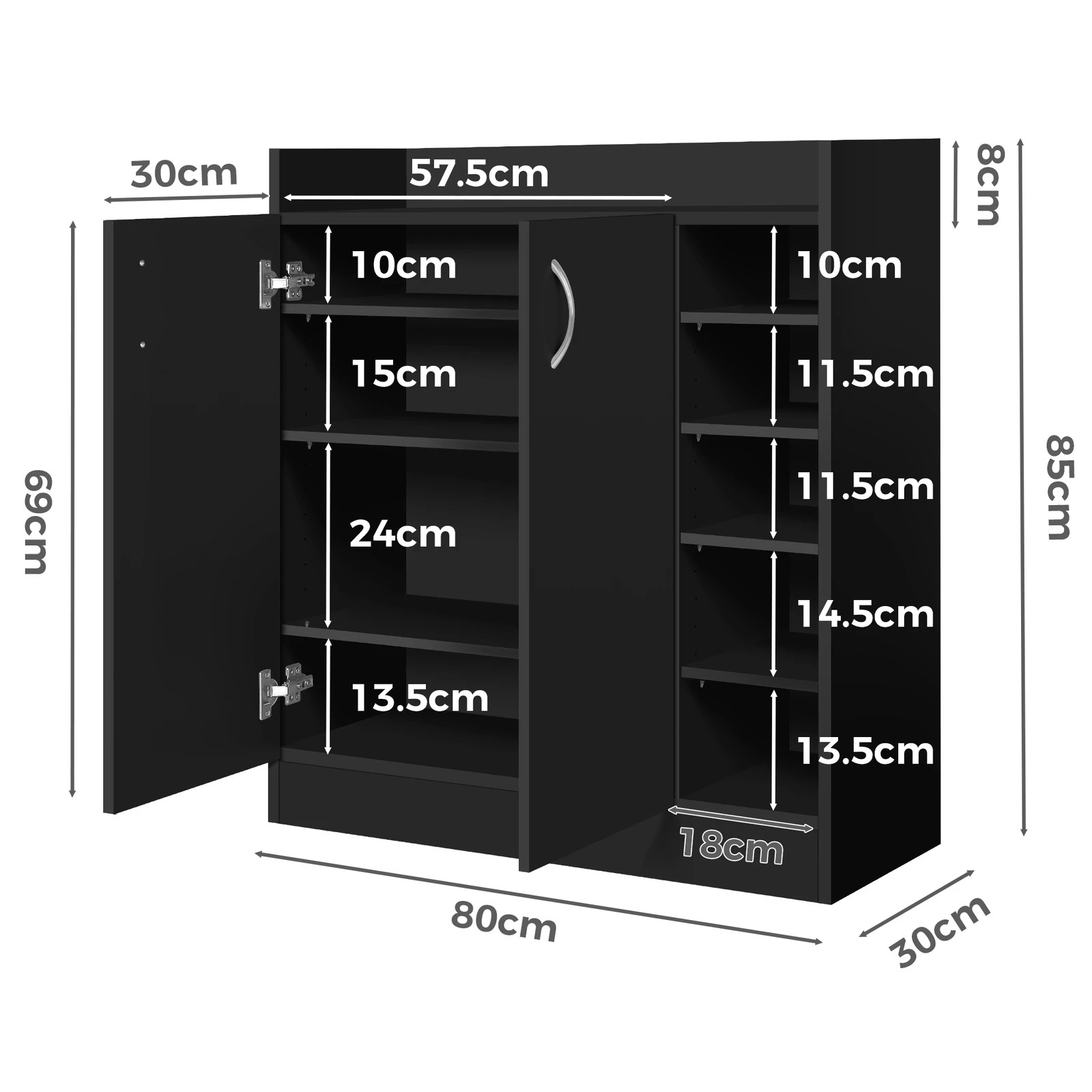 10 Alfordson Shoe Cabinet Storage Rack 21 Pairs - Black, 10 of 10