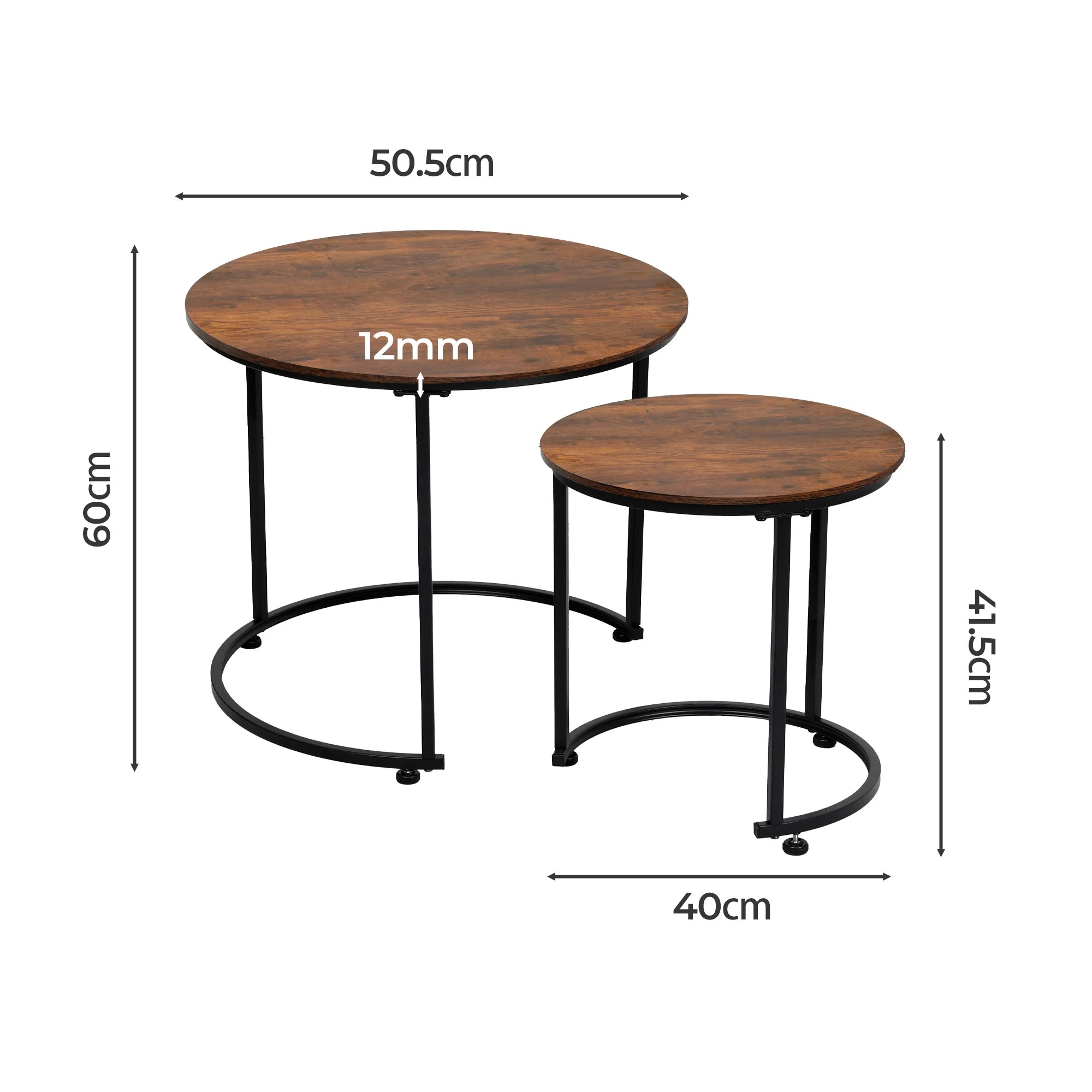 3 Levede Round Nesting Side Table - Brown, 3 of 9