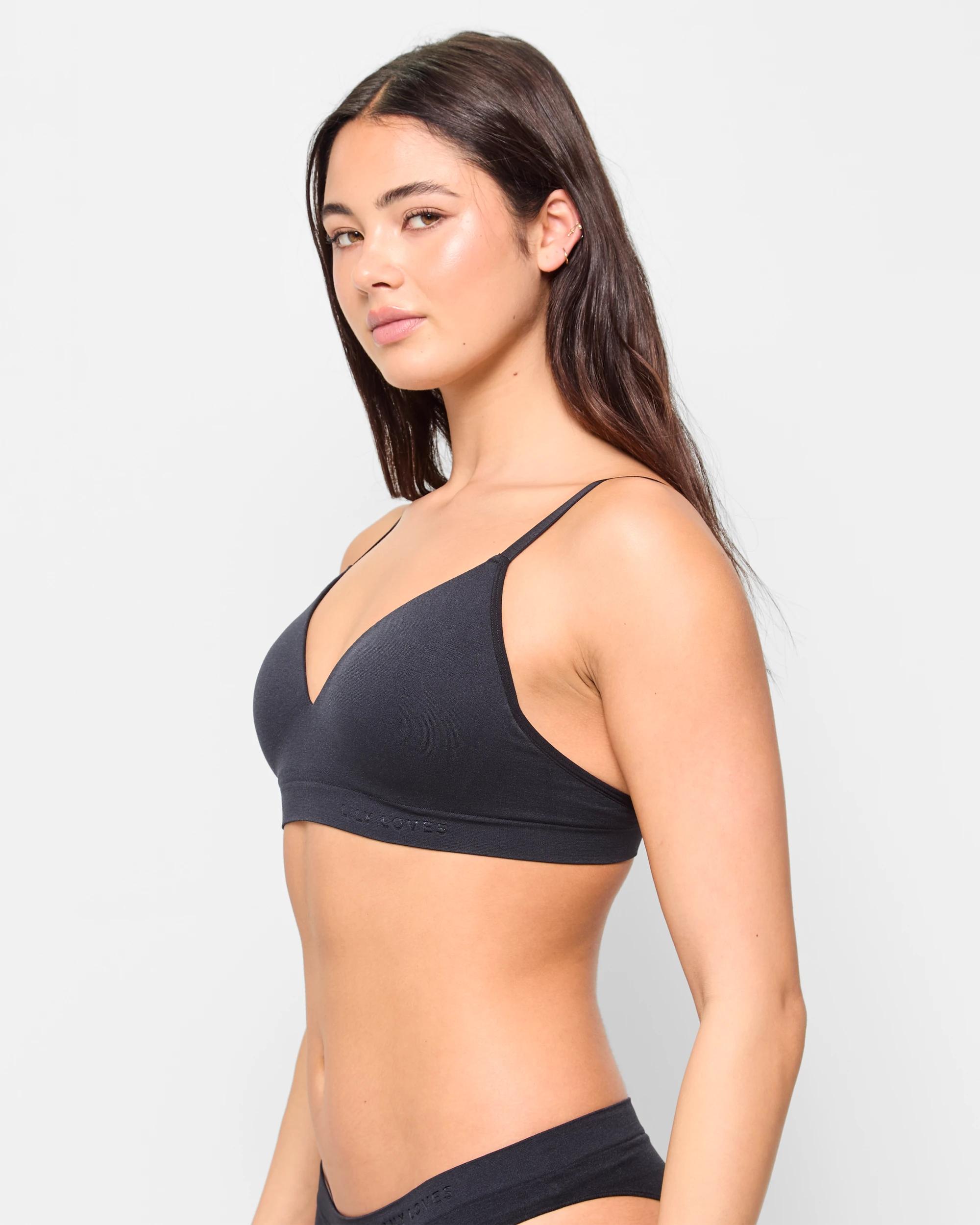 3 Seamfree Embossed Wirefree T-shirt Crop Bra - Lily Loves BLACK, 3 of 4