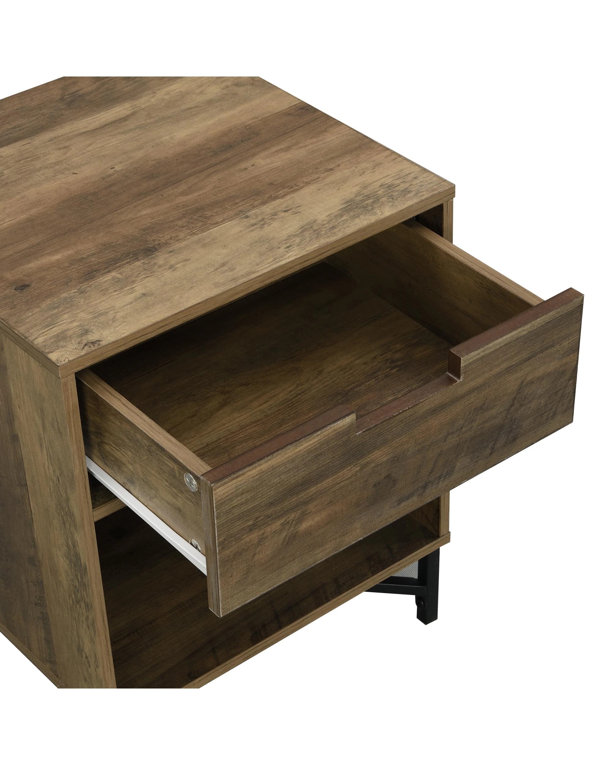 5 Kodu Bedside Table 1 Drawer Industrial Side Table Nightstand - Black, 5 of 8