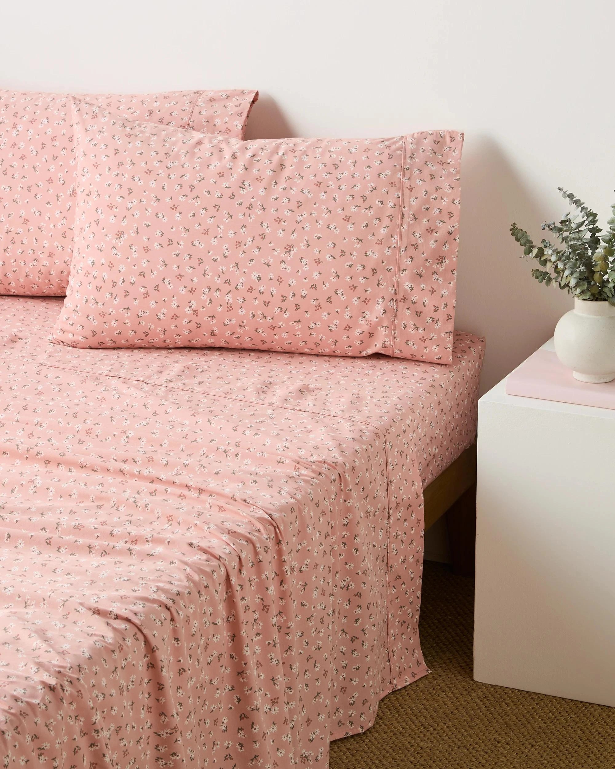 1 Target Indie Australian Cotton Floral Sheet Set - Queen Bed - Pink, 1 of 2