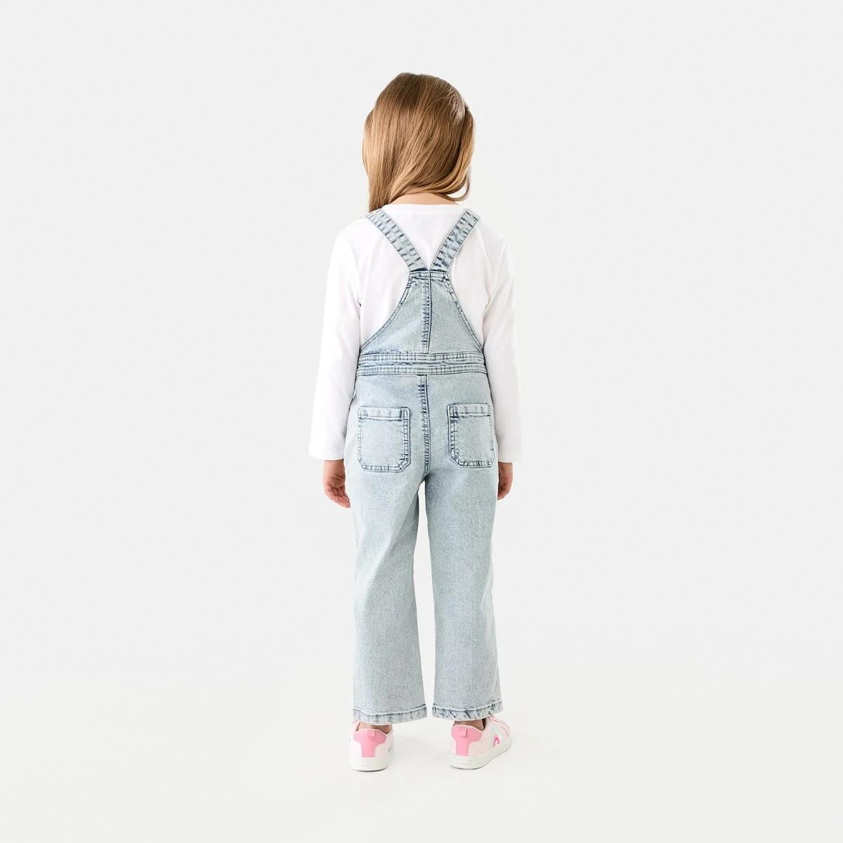 2 Denim Full Length Dungarees Light Wash, 2 of 8