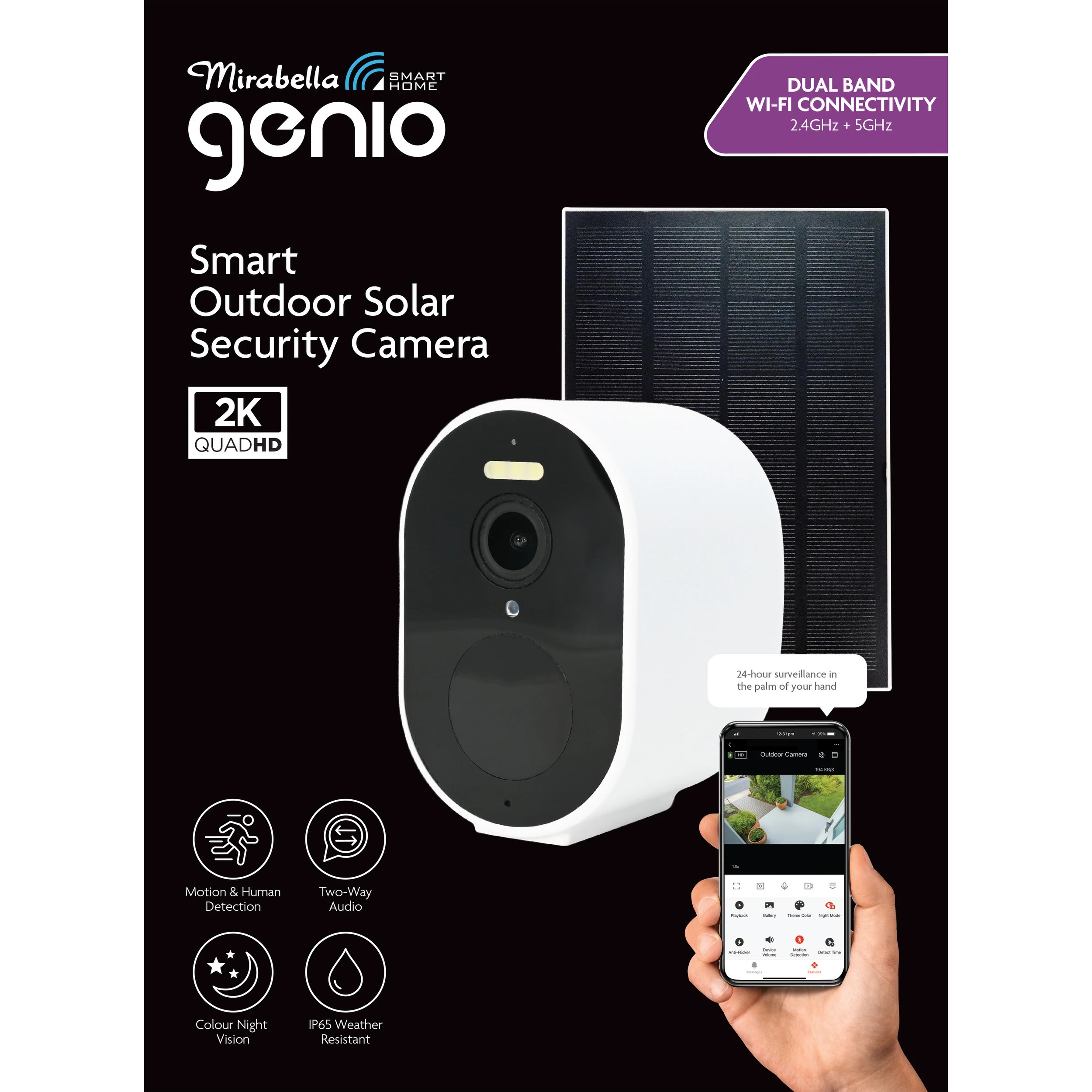 1 Mirabella Genio Smart Outdoor Solar Security Camera, 1 of 10