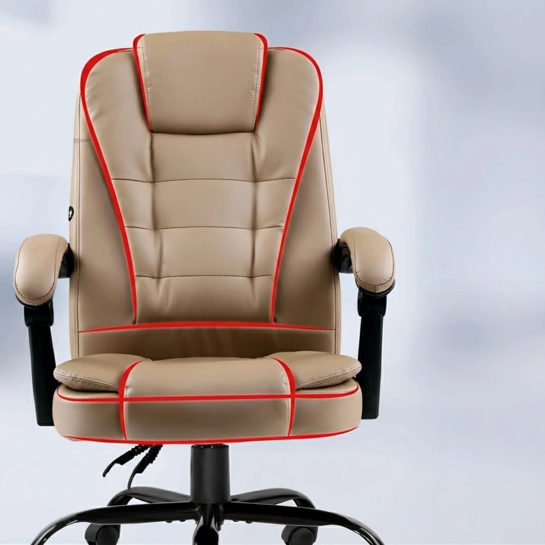 3 Artiss Massage Office Chair Executive Computer Gaming Chairs  PU Leather Espresso - Brown, 3 of 6