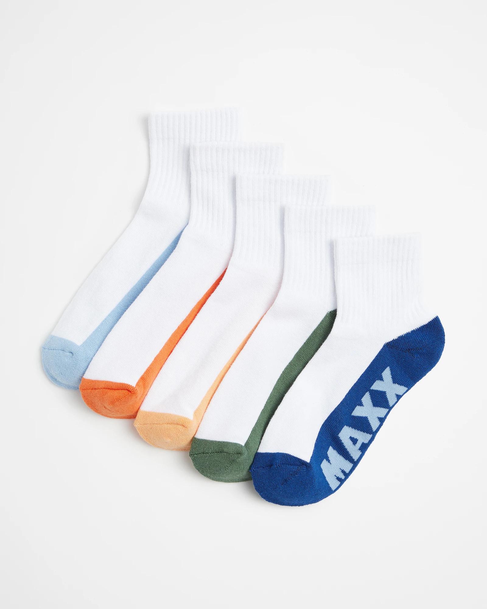 1 Kids Sport Quarter Crew Socks 5 Pack - Maxx WHITE, 1 of 3