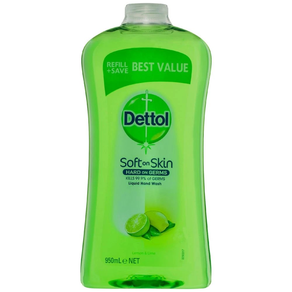 1 Dettol Antibacterial Liquid Hand Wash Refill Lemon Lime 950mL, 1 of 2