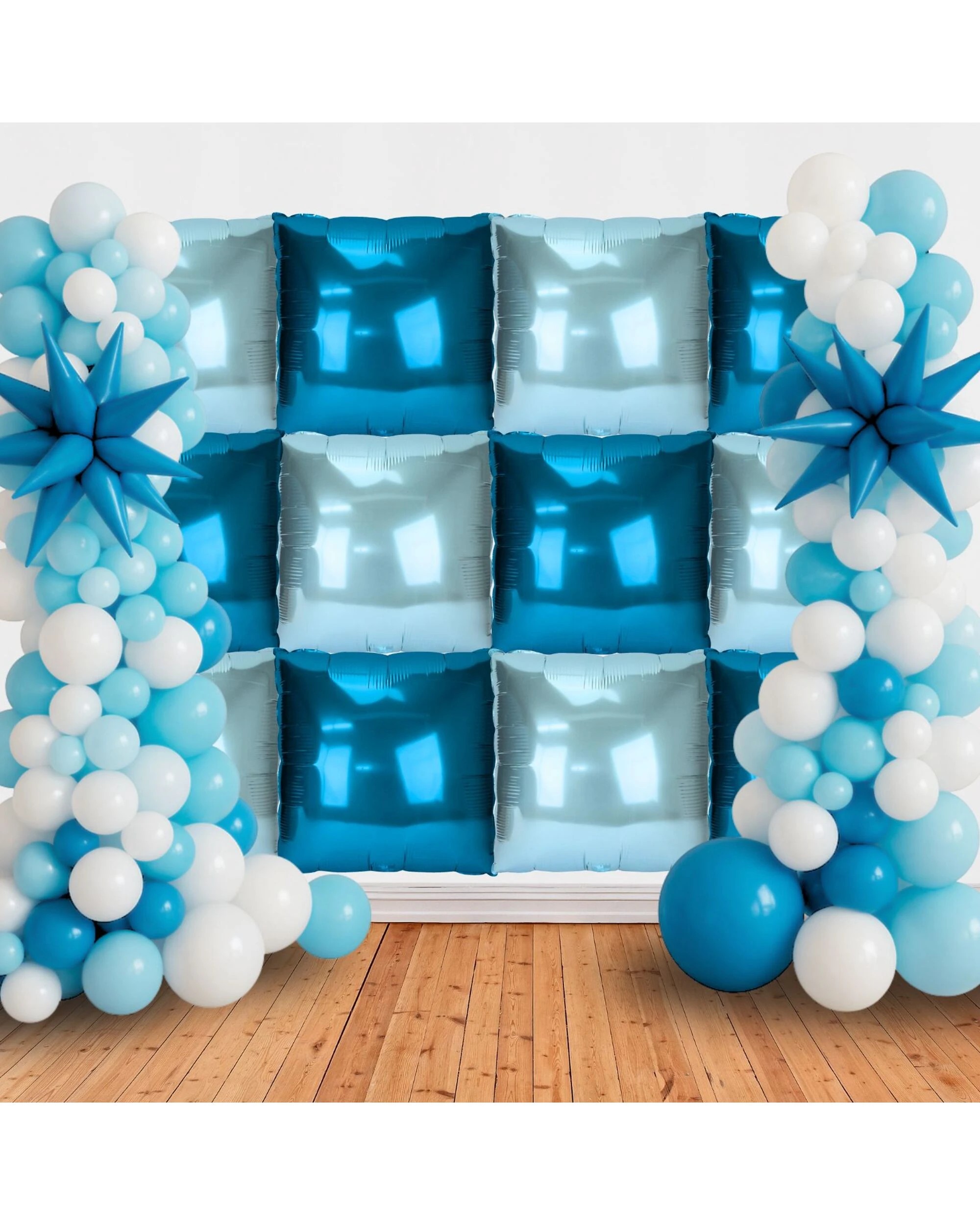 4 Meteor Double Sided 60cm Blue Square Foil Backdrop Balloon - Blue, 4 of 5