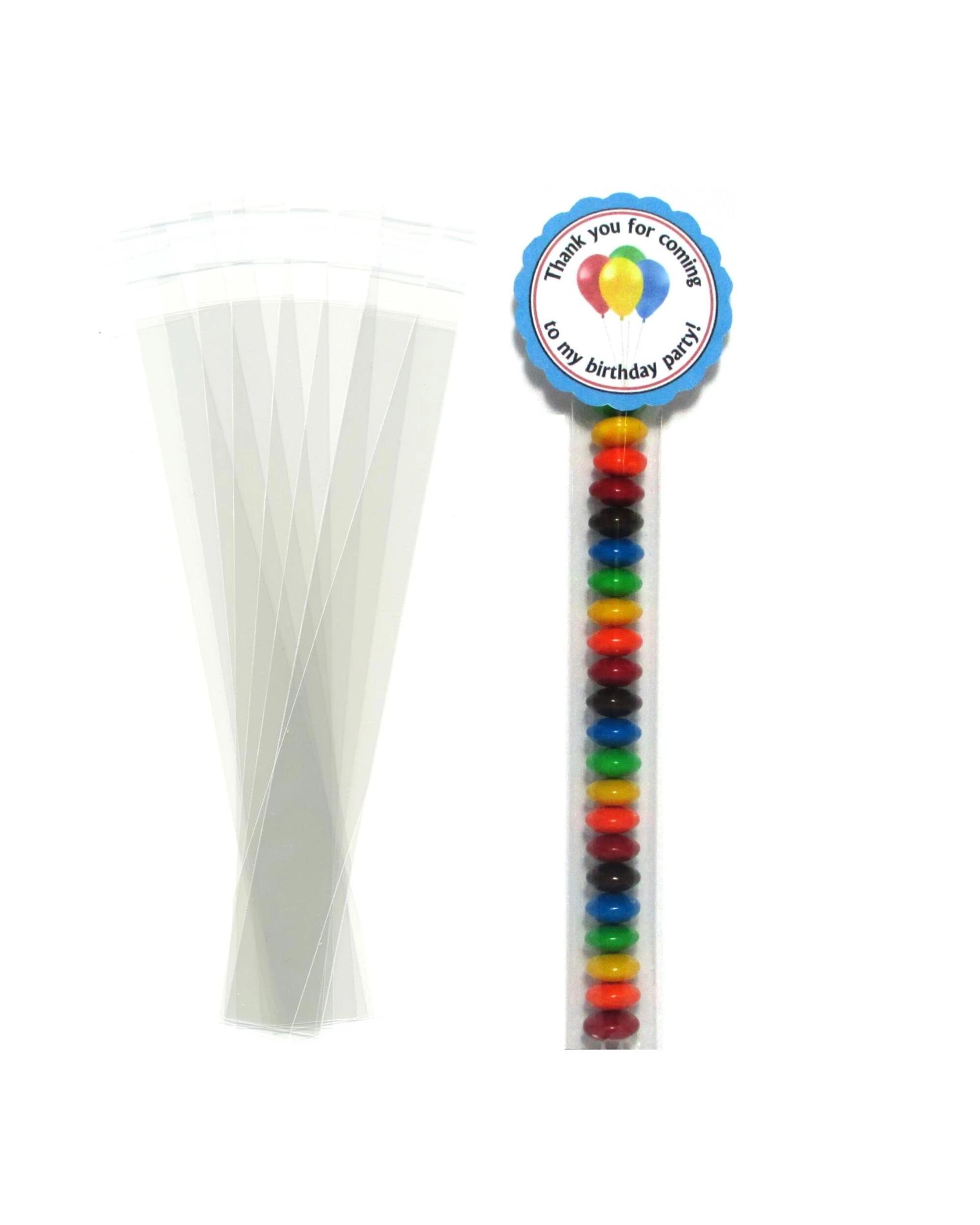 3 Party Maker Clear Cellophane Polybag Treat Tubes 3.8cm x 20cm Pack of 25, 3 of 3