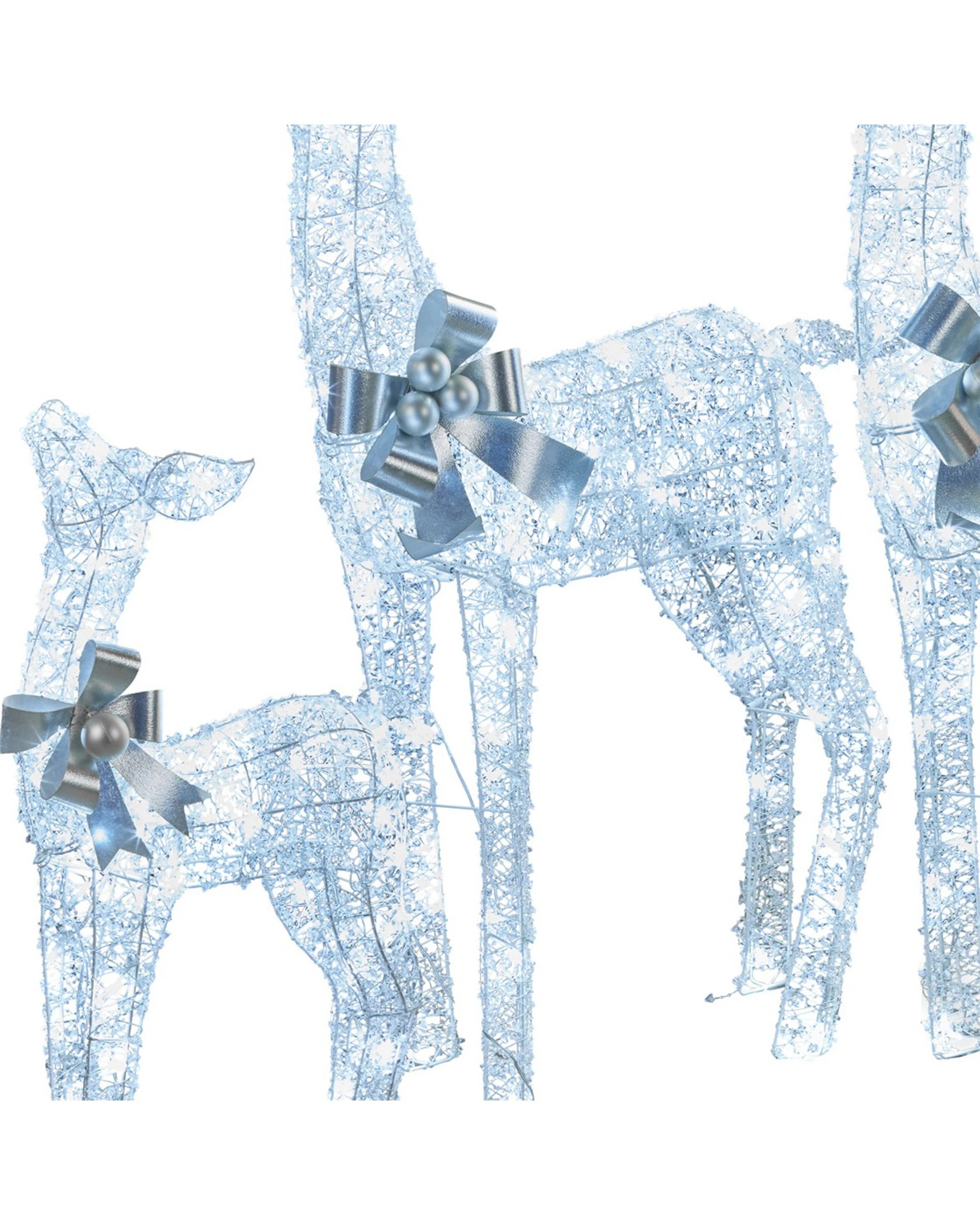 6 Christabelle Christmas Reindeer Display Set 3 Indoor Outdoor Decorations Acrylic Beads Cool White Led Lights Silver, 6 of 9