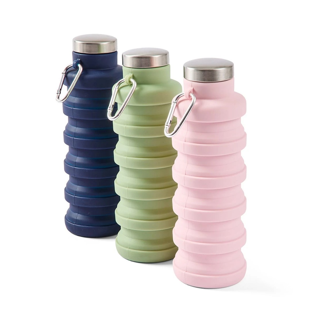 2 500ml Collapsible Silicone Bottle with Stainless Steel Lid - Assorted, 2 of 10