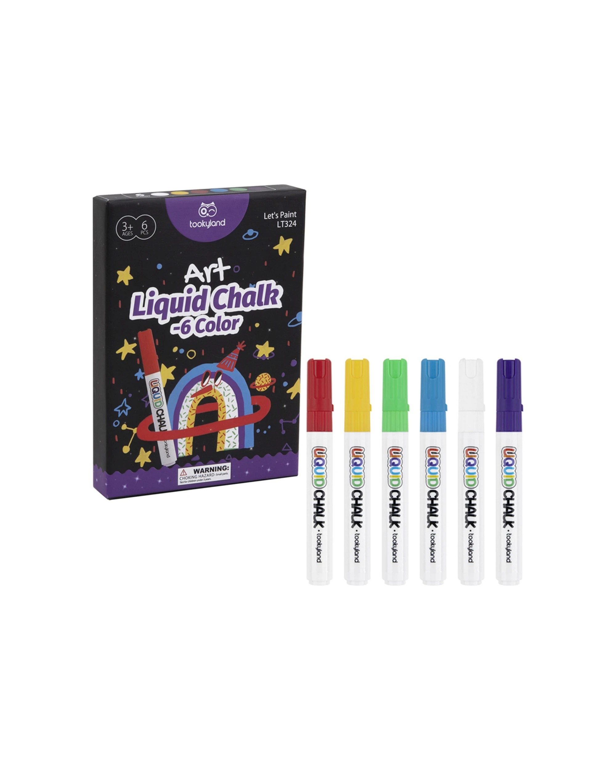 1 Tookyland 6pc Liquid Chalk Colouring Craft DIY Kids Drawing Markers Art - Multi, 1 of 5