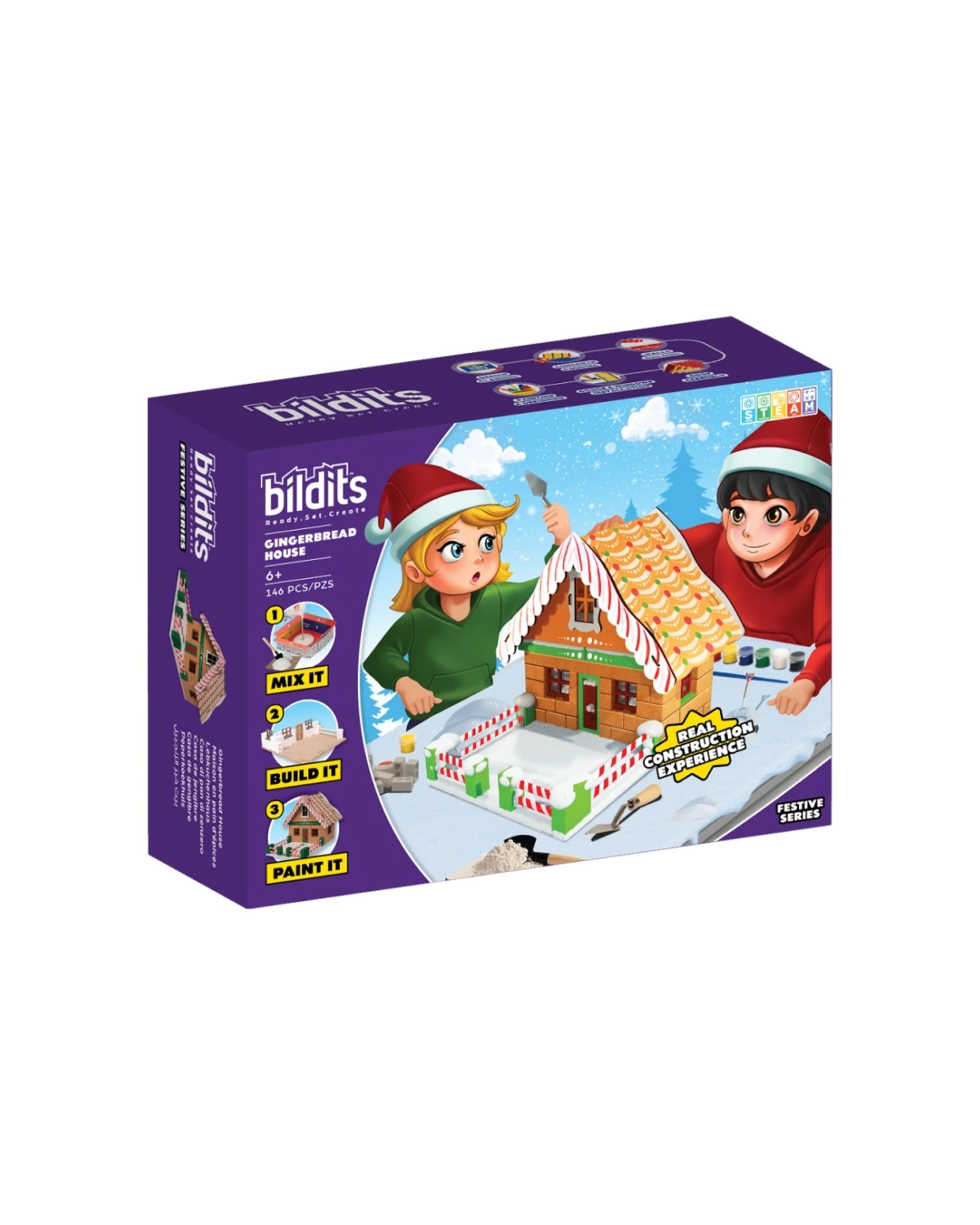 1 Bildits Gingerbread House Building Kit 146pc Real Materials Kids Toy Set - Multi, 1 of 7