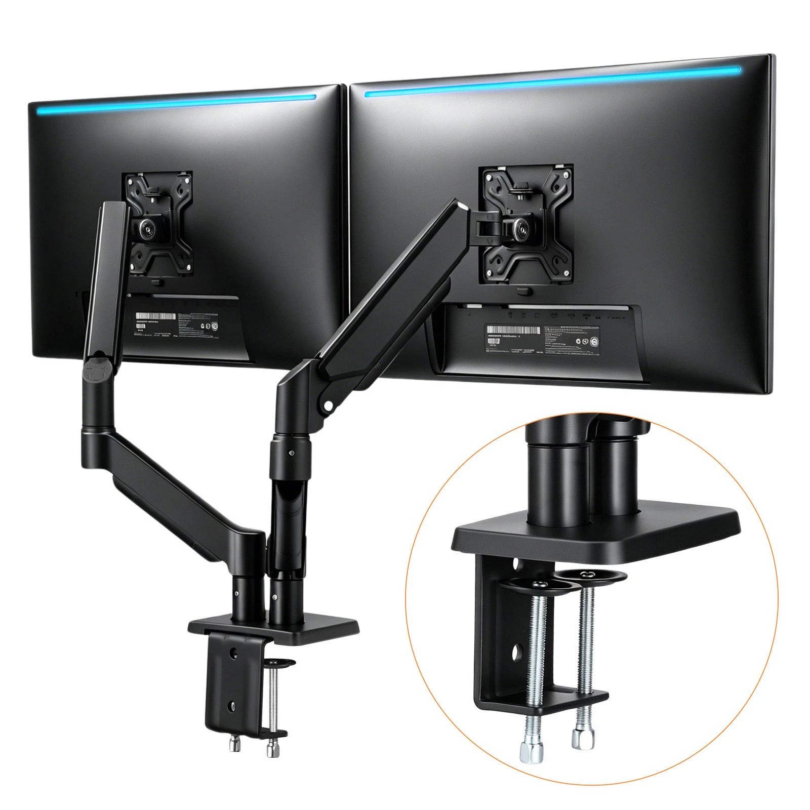 1 Ausway Dual Monitor Stand, Full Adjustable Arm Desk Mount for 17-32 Inch Computer Screens, VESA 75/100mm, 1 of 6