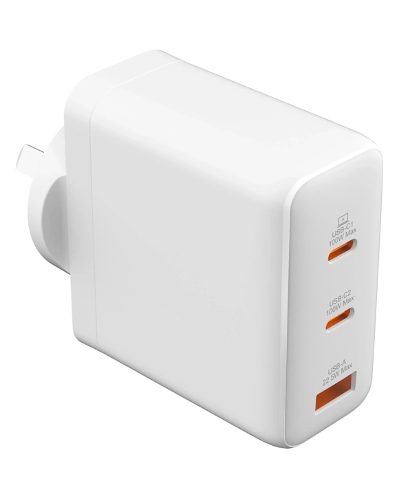 Monster 120W GaN USB-C/A Port Wall Charger - White