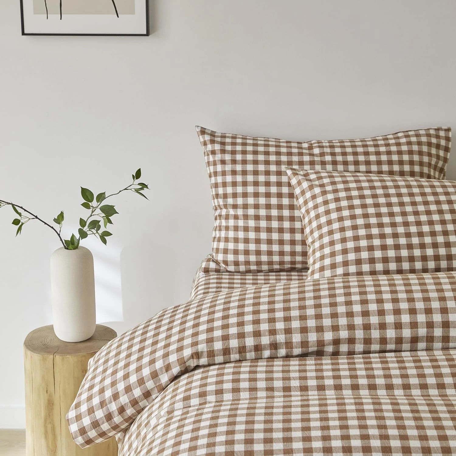 2 Gioia Casa Yarn-Dyed Vintage Washed Cotton Quilt Cover Set - Double Bed - Brown, 2 of 6