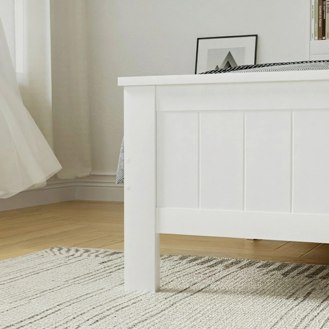 6 Artiss Bed Frame Double Size en with 3 Shelves Bed Head - White, 6 of 10