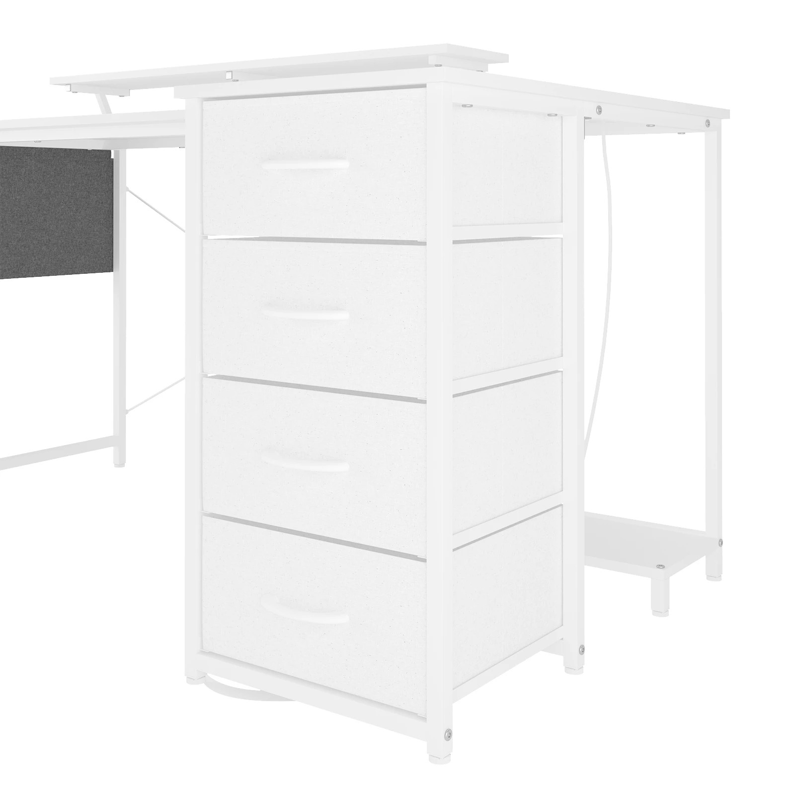 10 Advwin L Shaped Gaming Desk 140cm With Led Lights & Power Outlets Convertible Computer Desk - White, 10 of 10