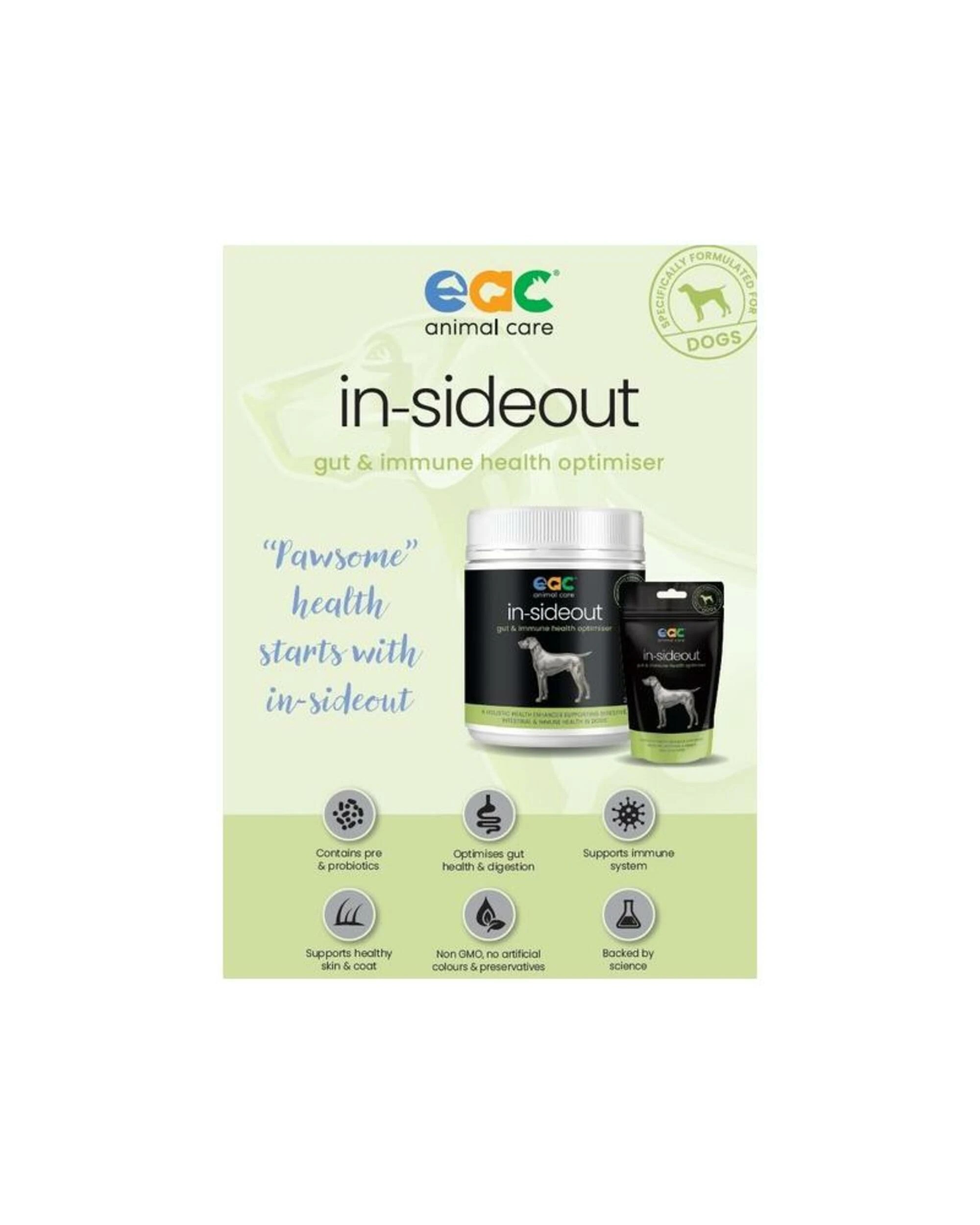 2 Eac Animal Care In-Sideout Gut & Immune Health Optimiser For Dogs 40g, 2 of 2