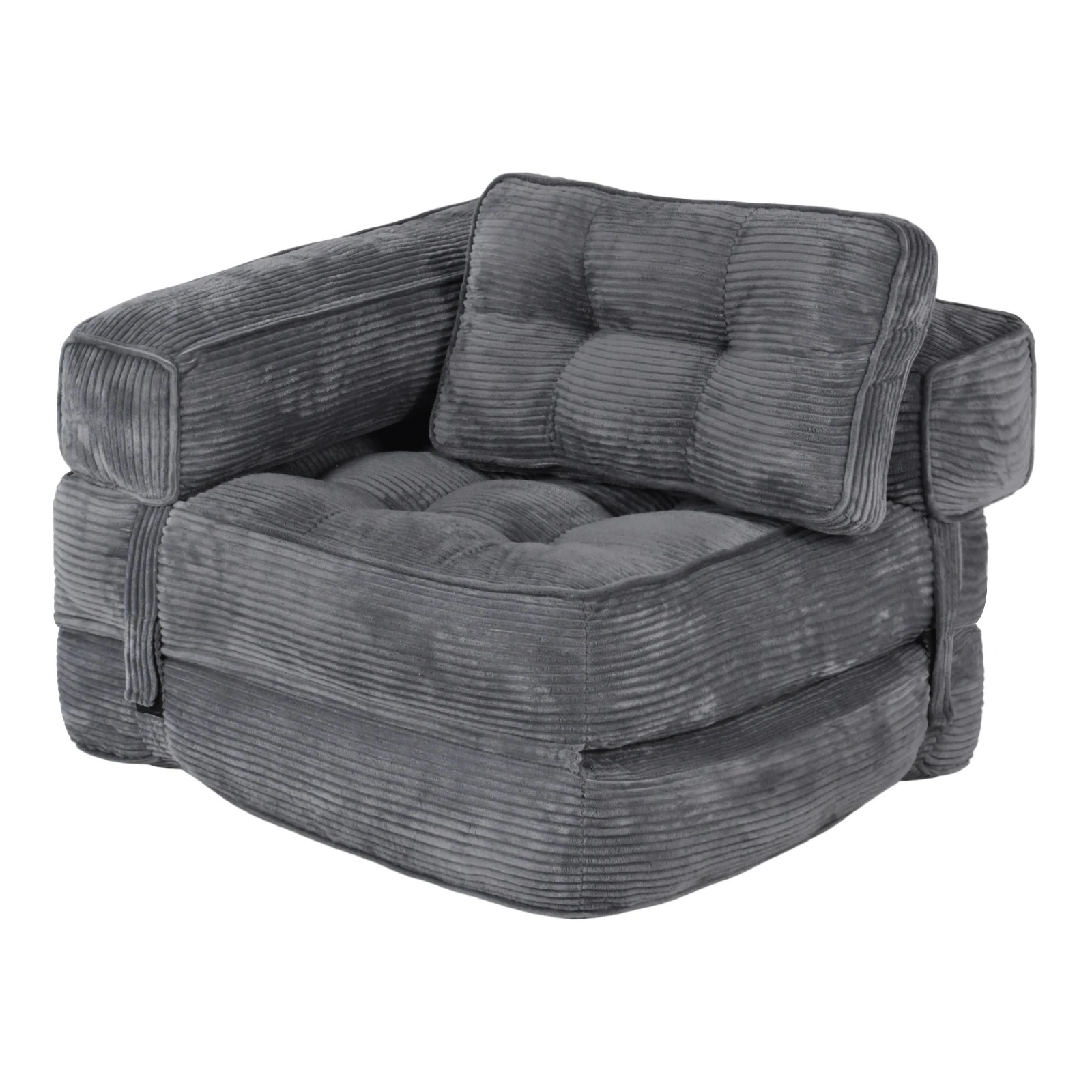 3 Advwin Folding Sofa Bed 3-in-1 Convertible Sleeper Chair with L-Shaped Armrest & Pillow Lazy Floor Sofa - Grey, 3 of 4