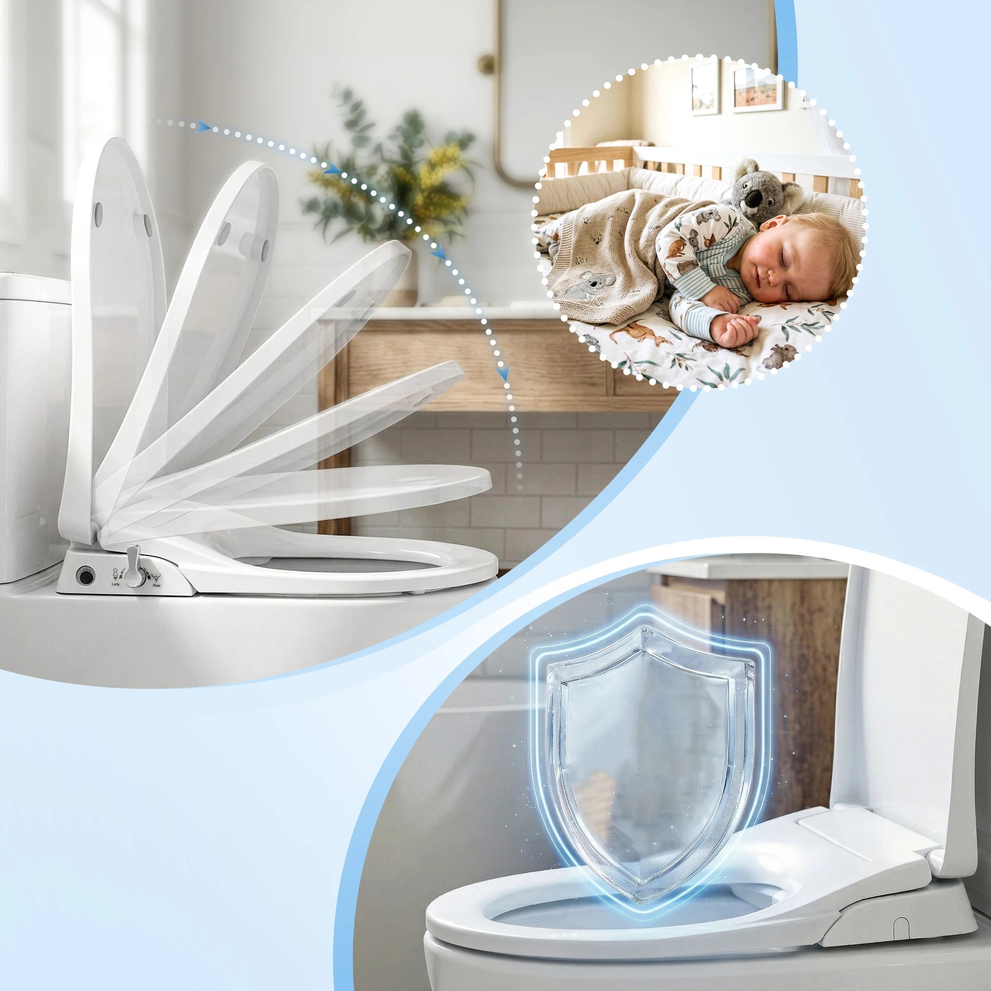 6 Cefito Non Electric Bidet Toilet Seat D-Shape - White, 6 of 8