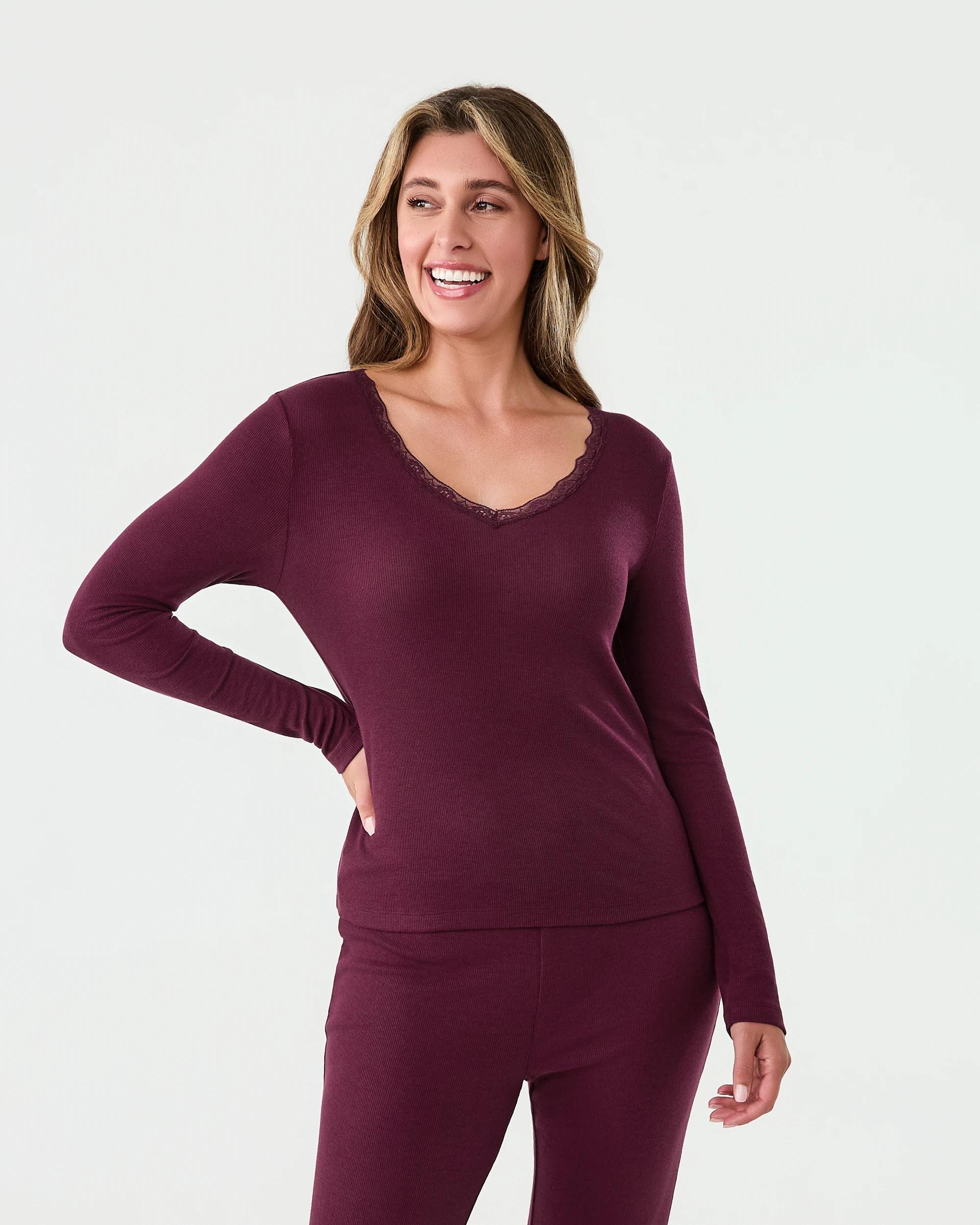 1 Comfort Rib Lace Trim Top Velvet Red, 1 of 6