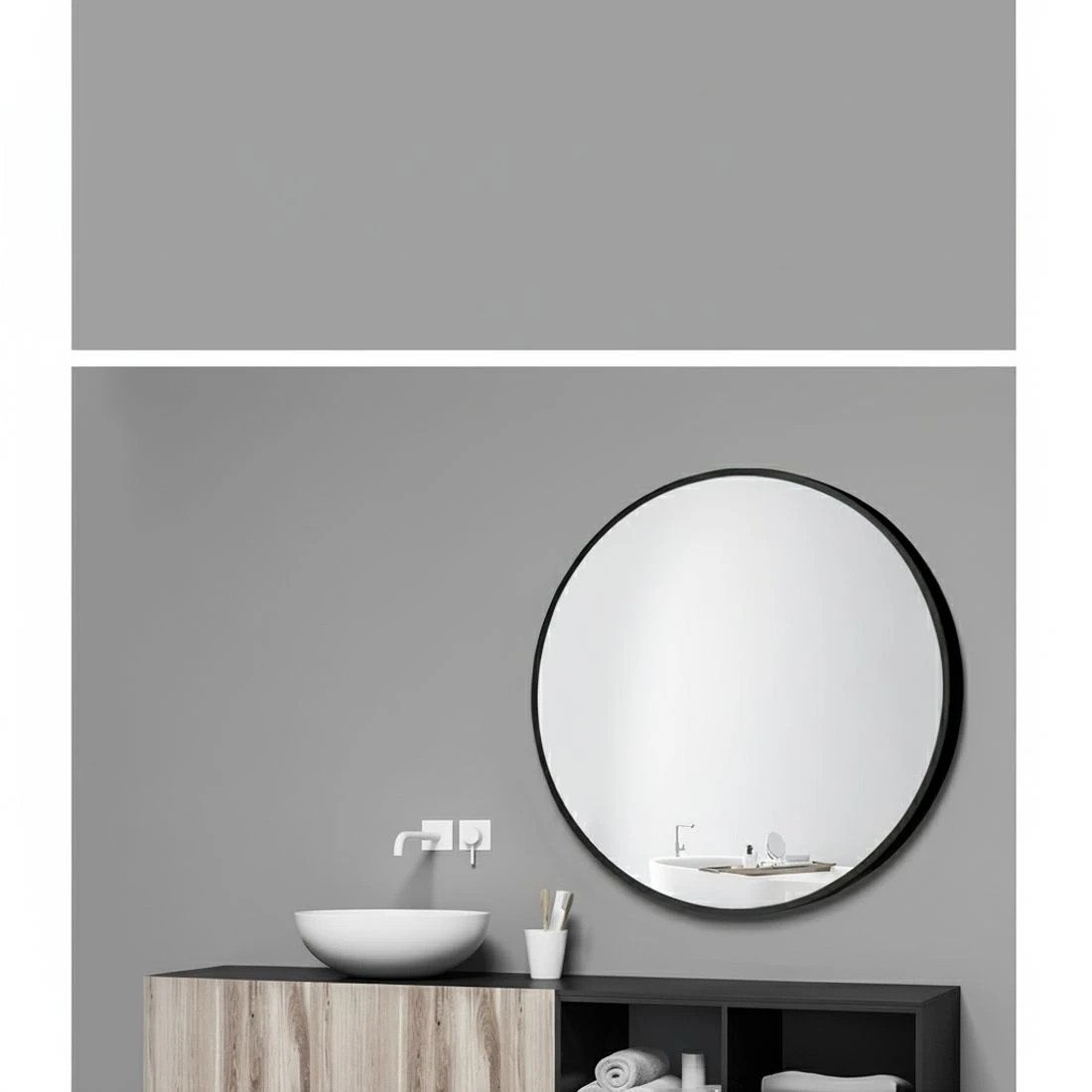 4 Embellir Wall Mirror Makeup 50cm Home Decor Framed Mirrors Bathroom Round - Multi, 4 of 6