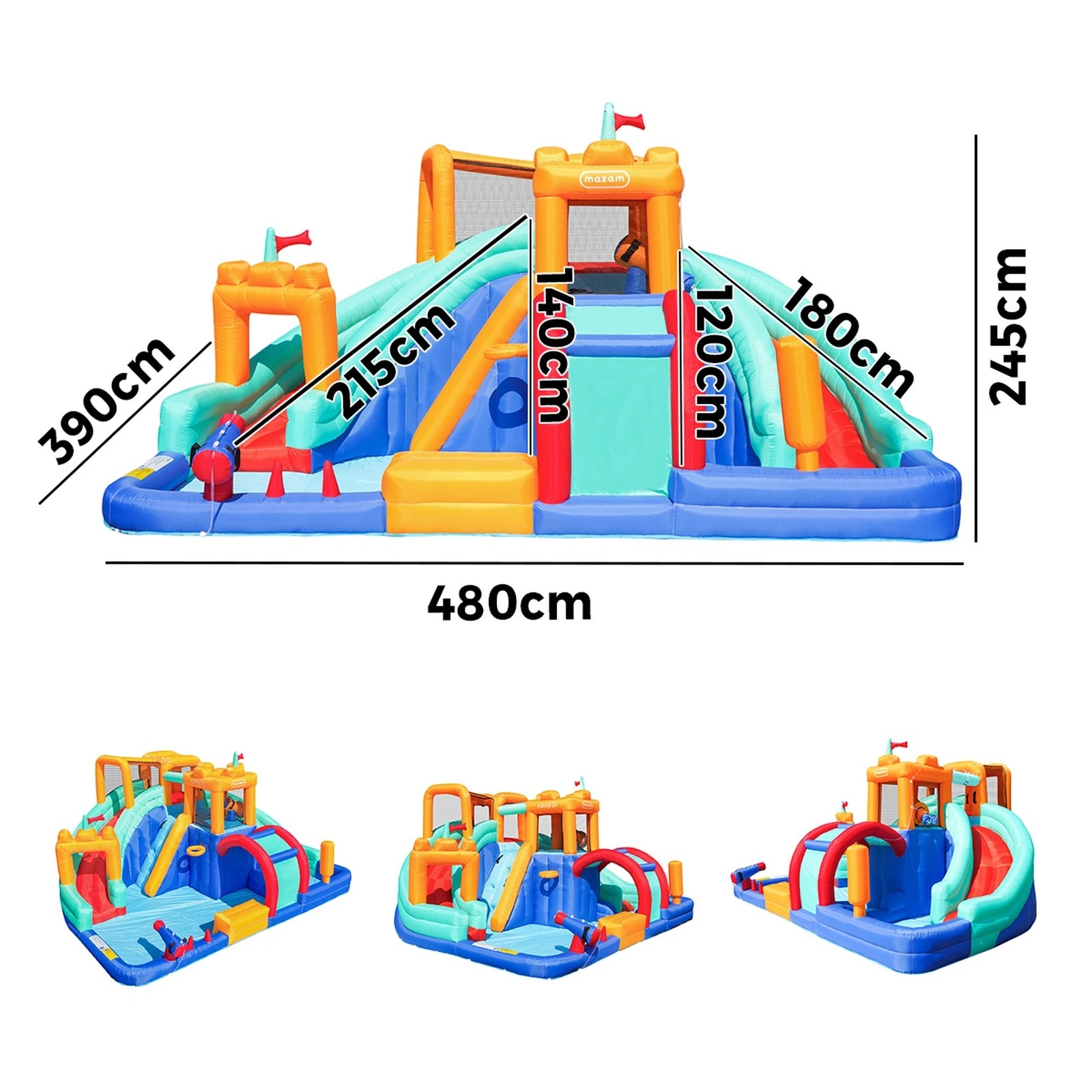 2 Airmyfun Inflatable Water Slide Park Bouncy Castle Play Centre - Multi, 2 of 9