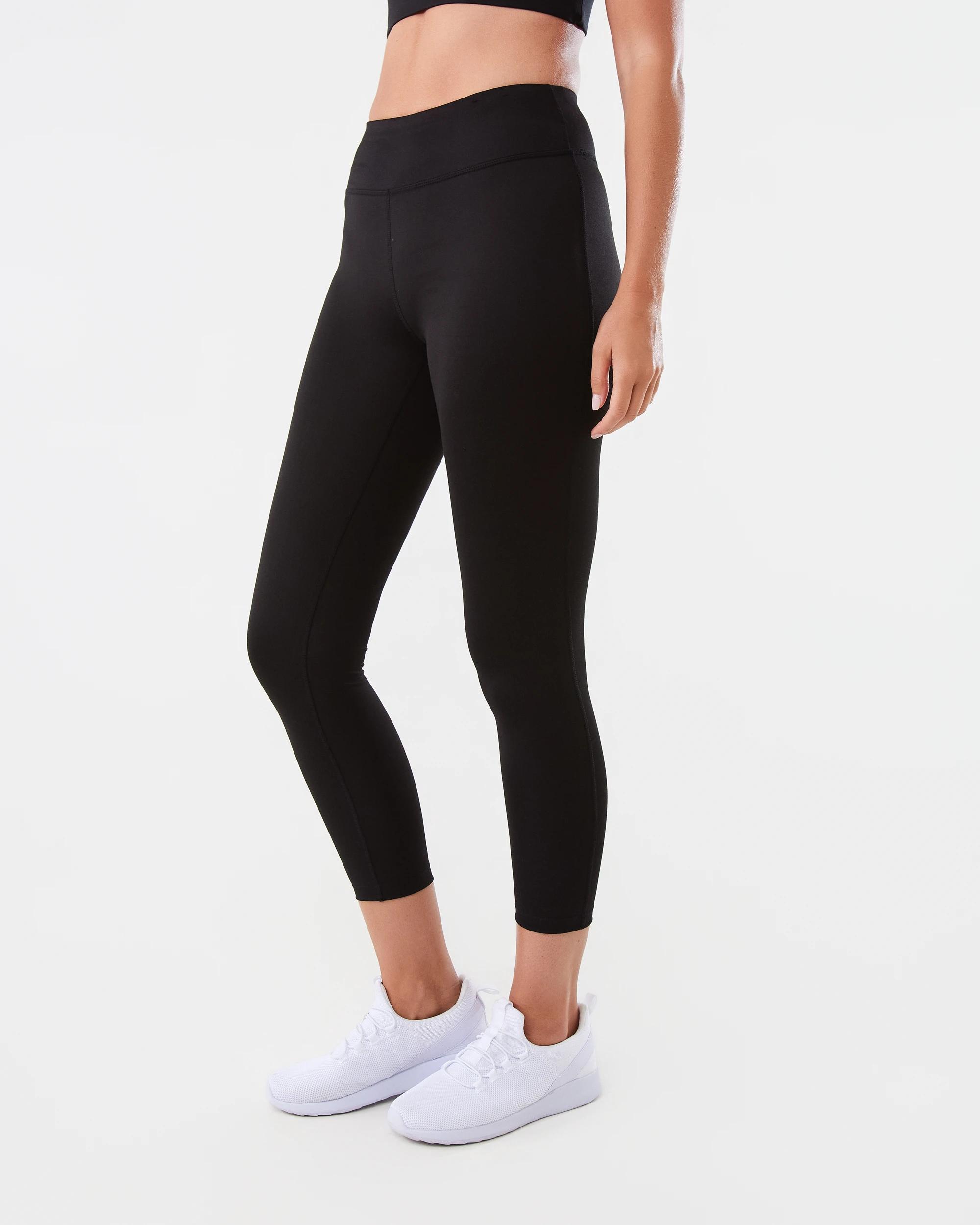 2 Active Womens Full Length Core Everyday Comfort Leggings BLACK, 2 of 5