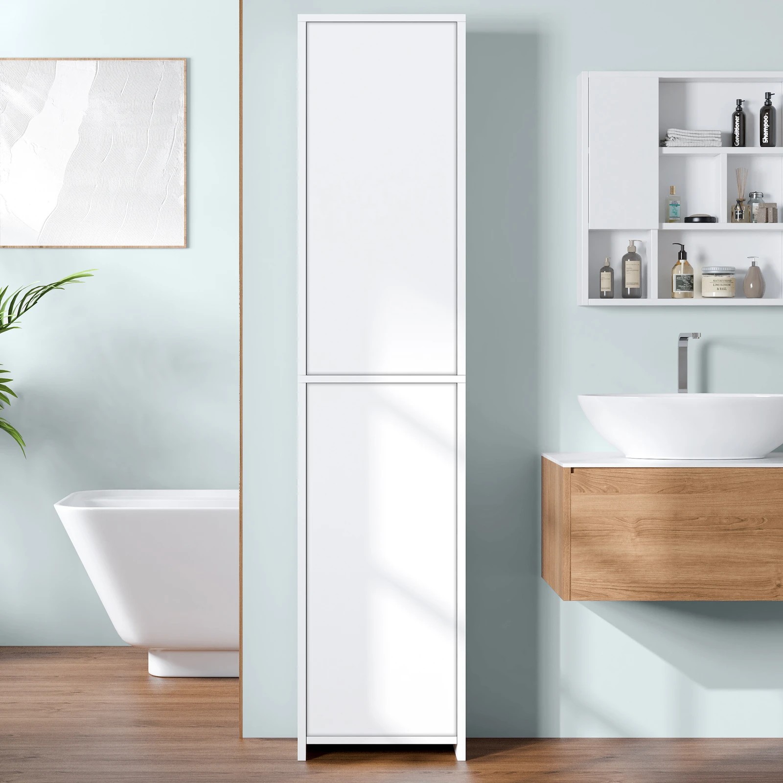 3 Alfordson Bathroom Cabinet Tall Storage Slim Cupboard - White, 3 of 10