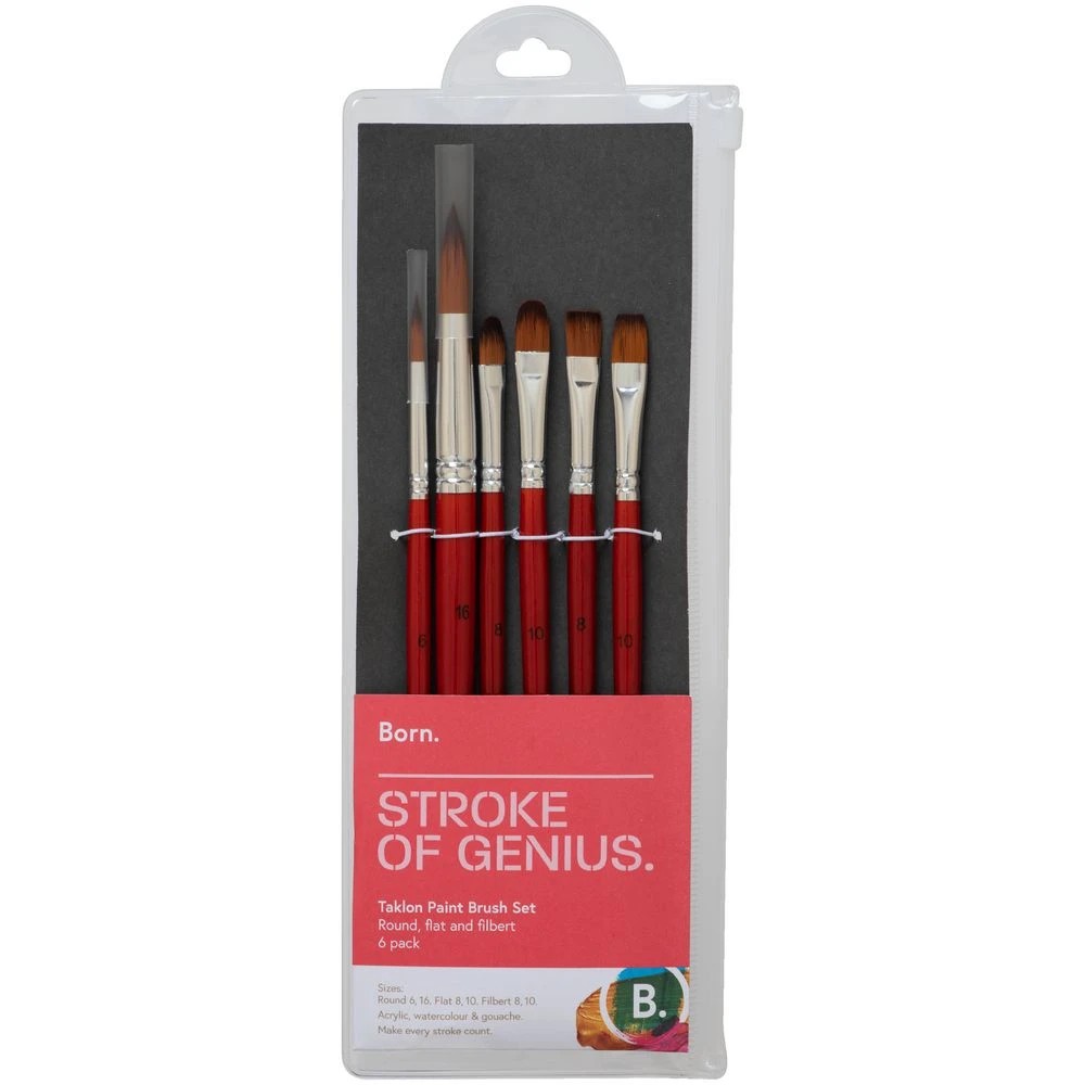2 Born Taklon Flat Filbert Paintbrush Set 6 Pack, 2 of 2
