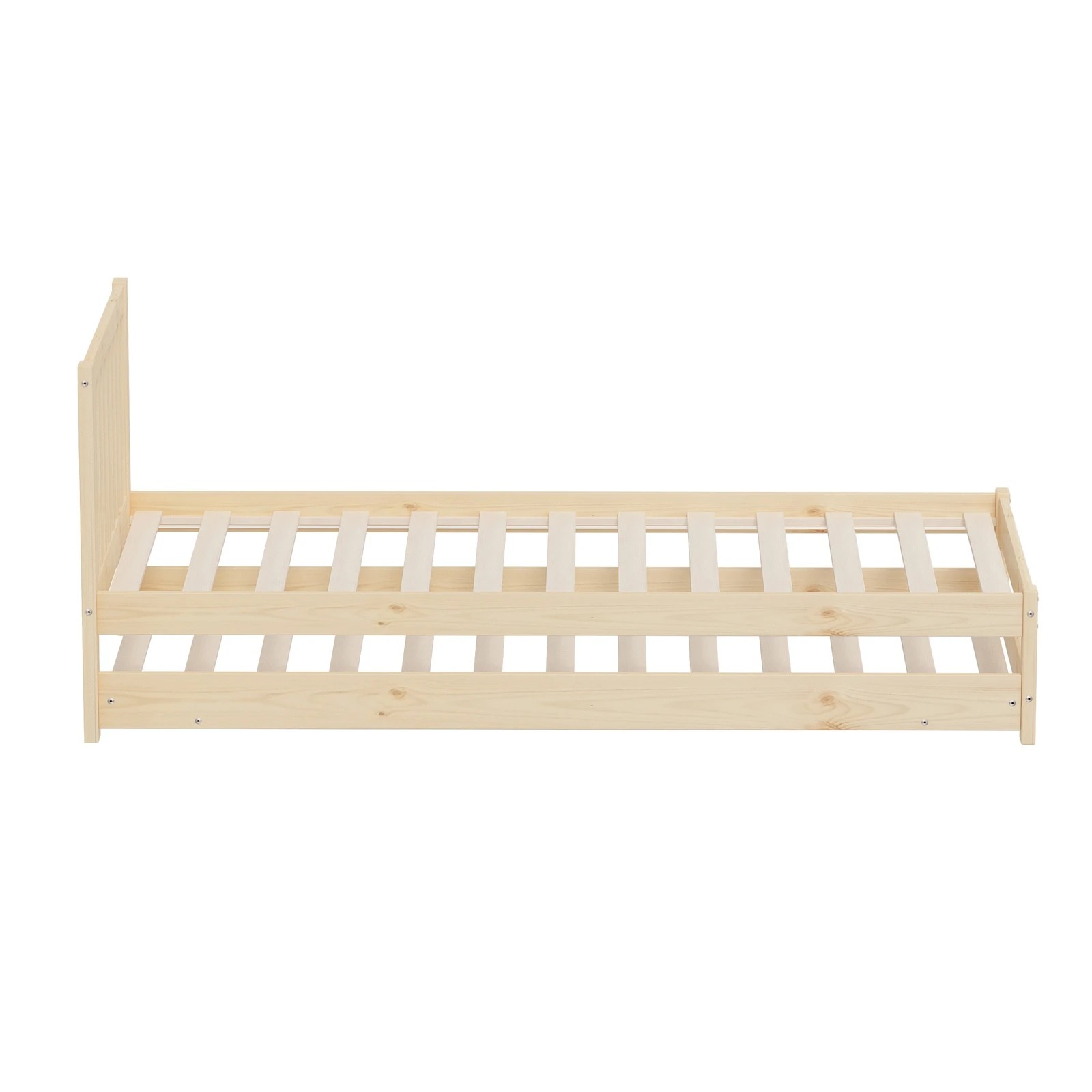 10 Oikiture Trundle Kids Bed Frame Single Wood - Natural, 10 of 10