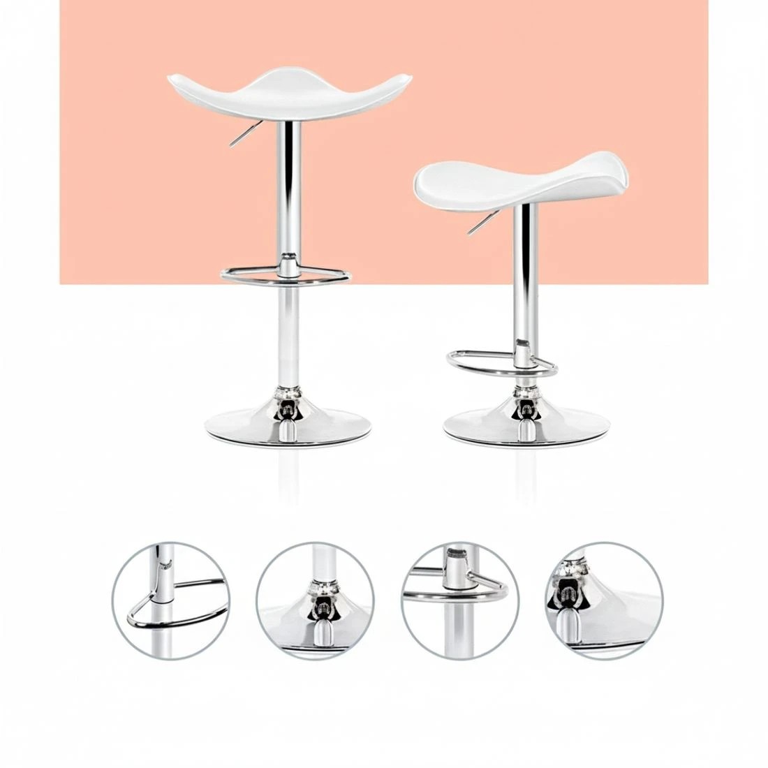 3 Artiss 4x Bar Stools Leather Gas Lift Chair - White, 3 of 4