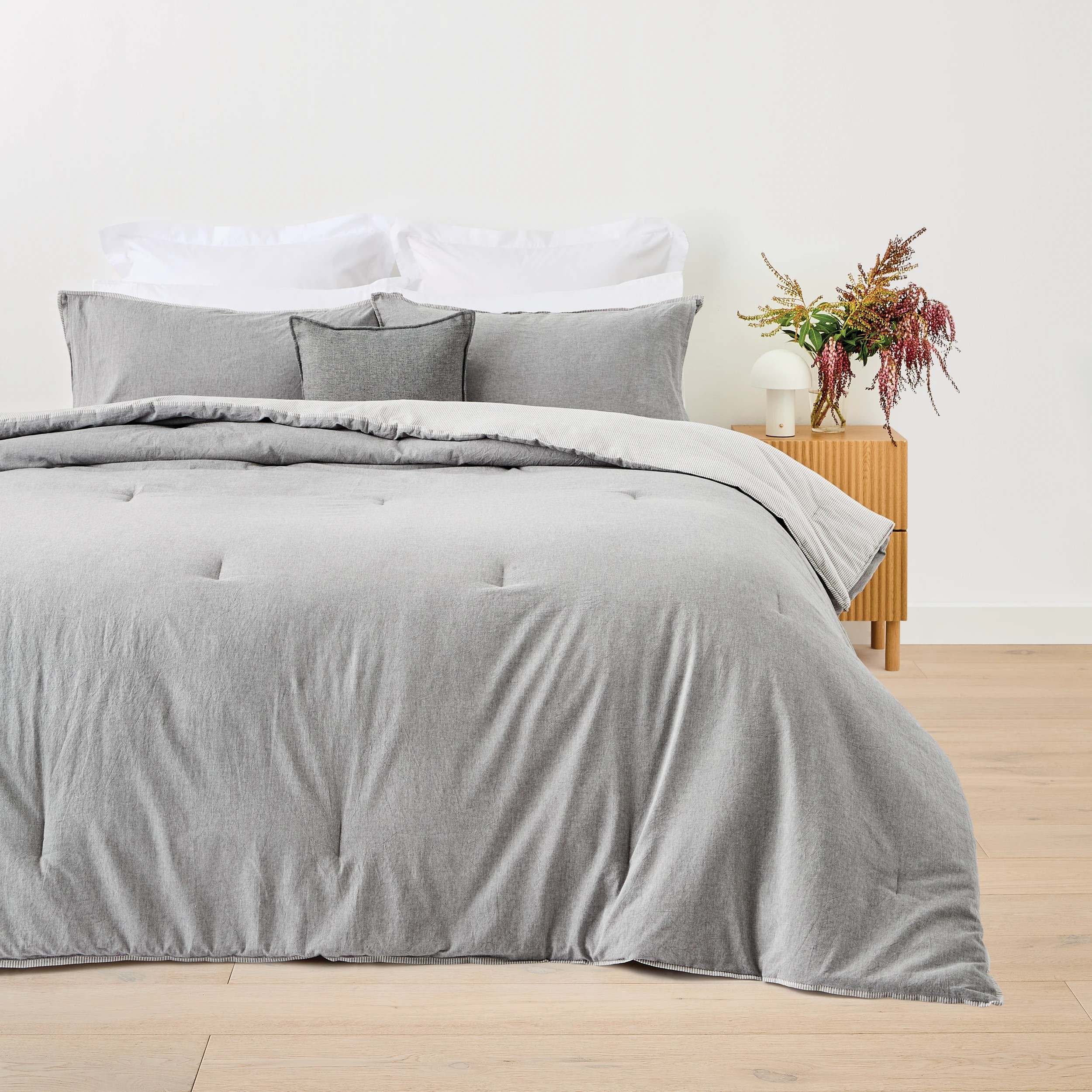 2 Stripe Cotton Cover Reversible Comforter Set - King Bed, 2 of 7