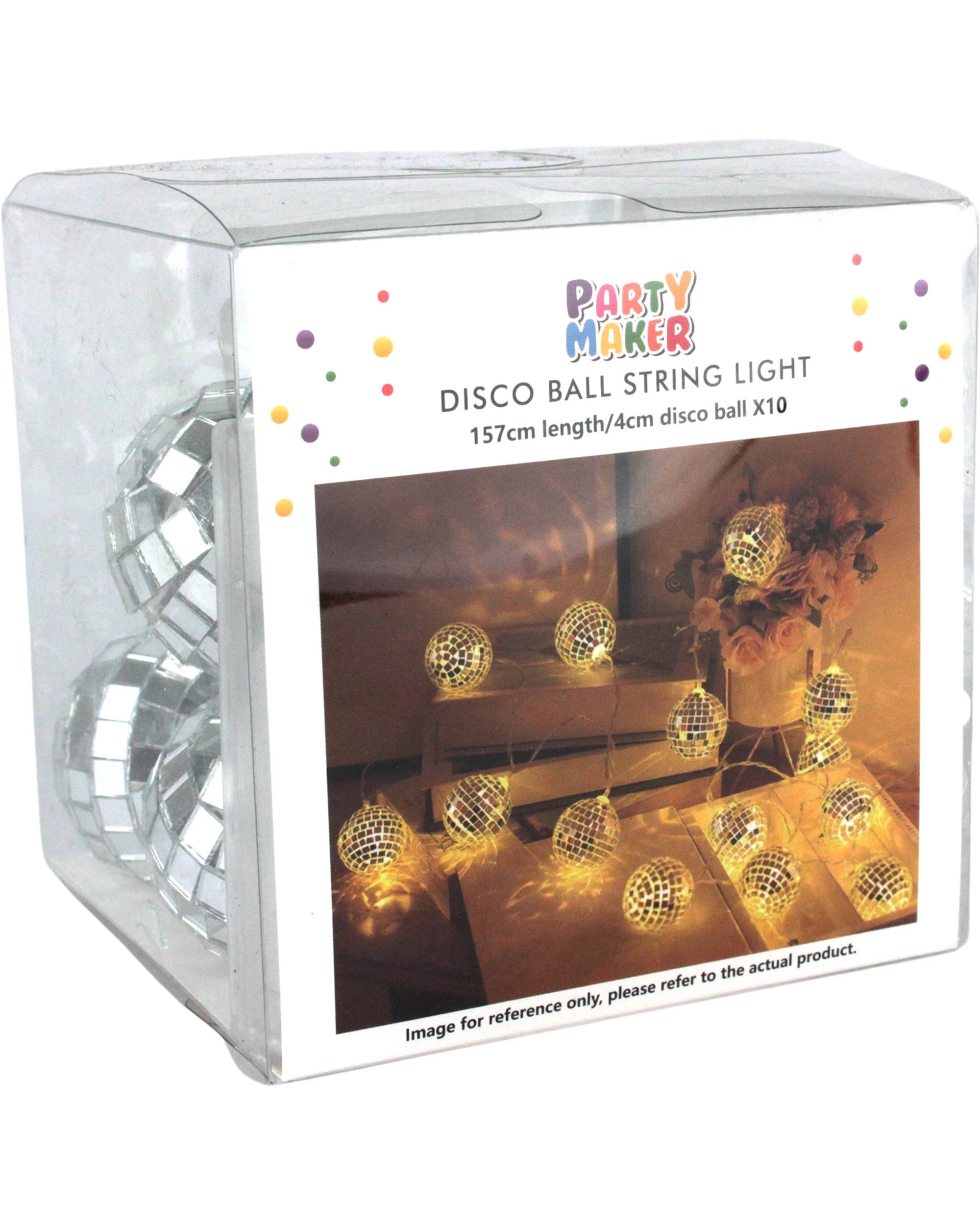 4 Partyrama Mirror Disco Ball String Lights - Silver, 4 of 5