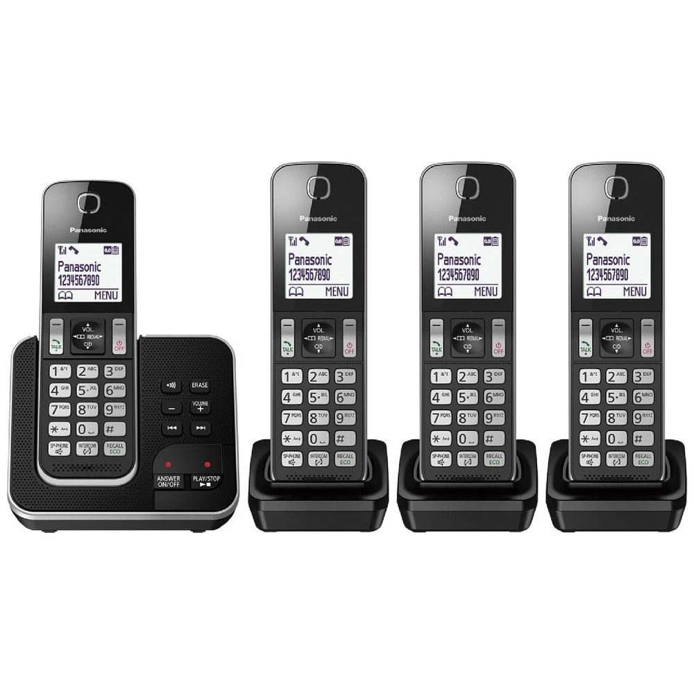 1 Panasonic Cordless Phone KX-TGD324ALB 4 Handsets, 1 of 2